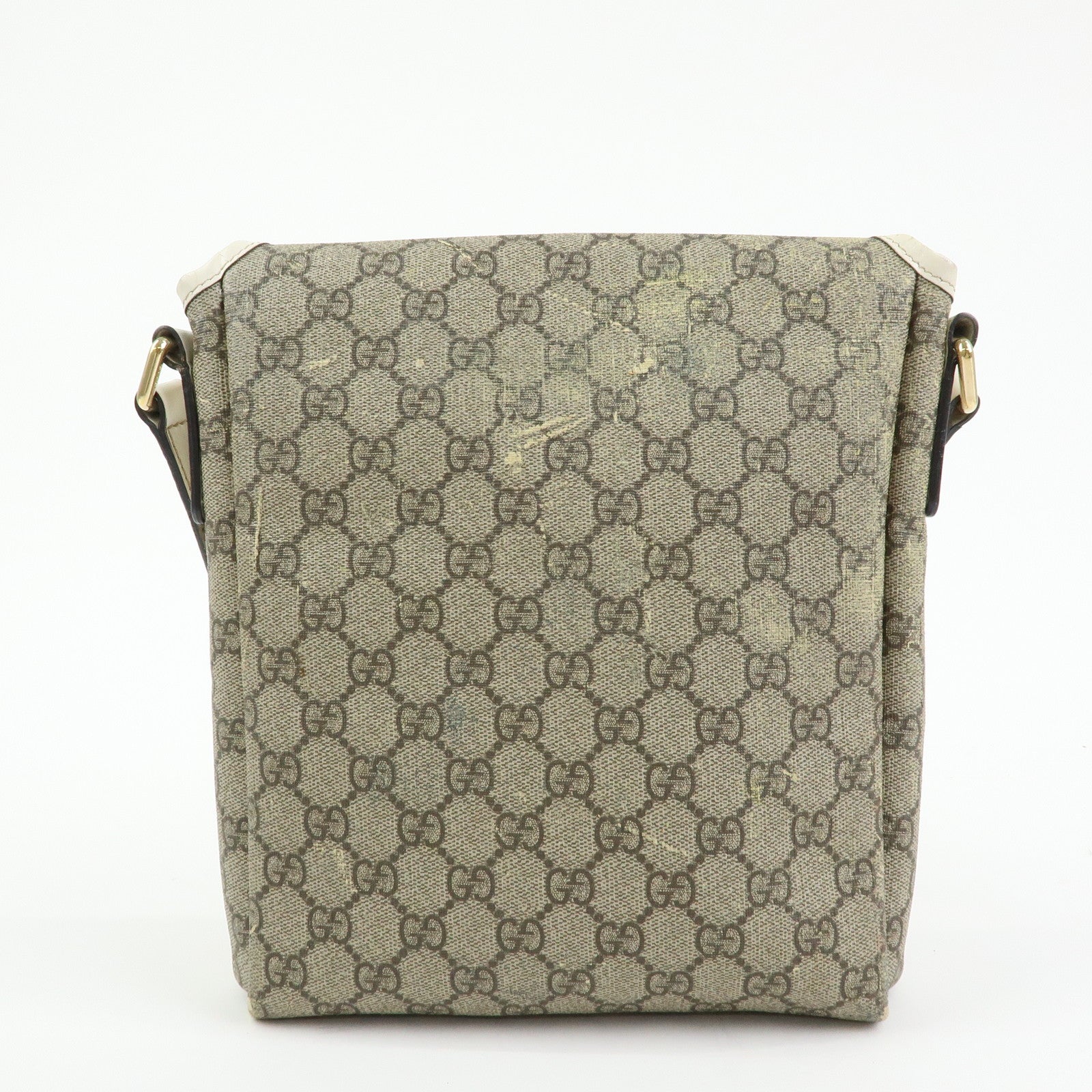 GUCCI GG Supreme Leather Shoulder Bag Crossbody Bag Beige Ivory 223666
