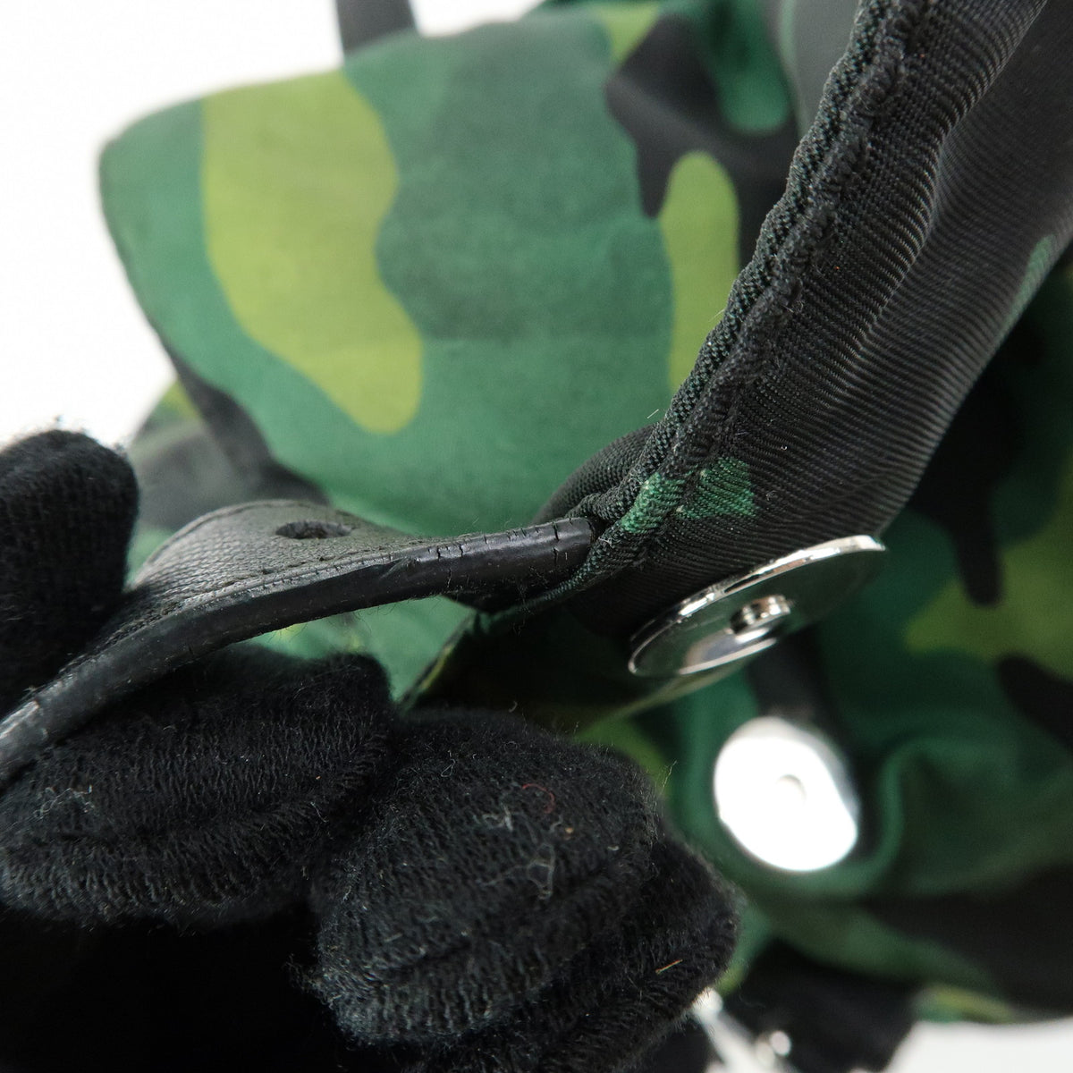 PRADA Triangle Logo Nylon Leather Backpack Rucksack Camouflage BZ0032