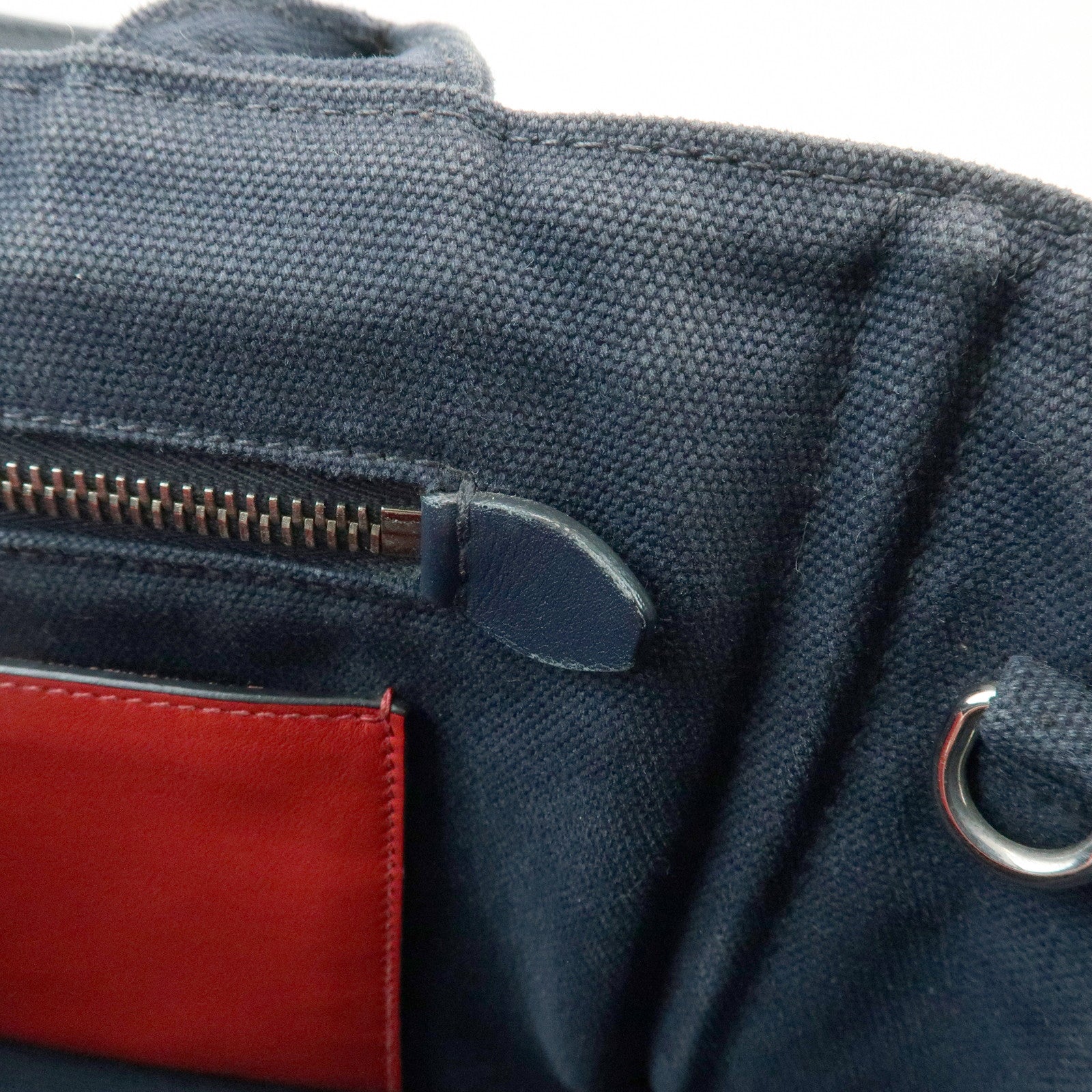 PRADA Canapa Mini Triangle Logo Denim Canvas 2Way Bag Navy 1BG439