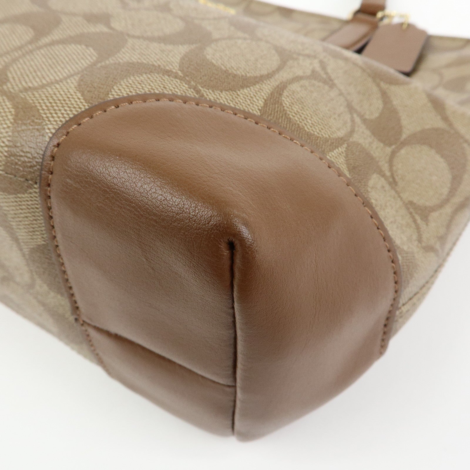 COACH Signature PVC Leather Tote Bag Hand Bag Brown F29208