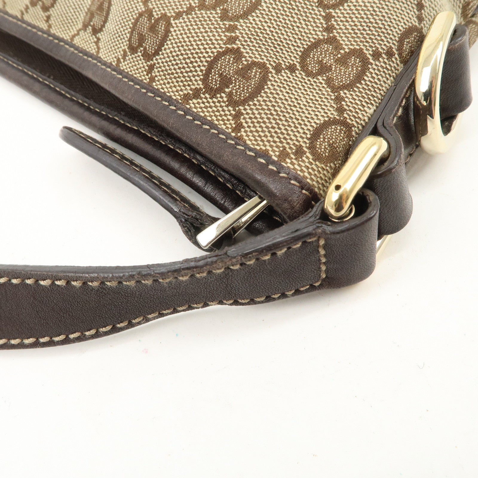 GUCCI New Brit GG Canvas Leather Shoulder Bag Beige Brown 169998 Used