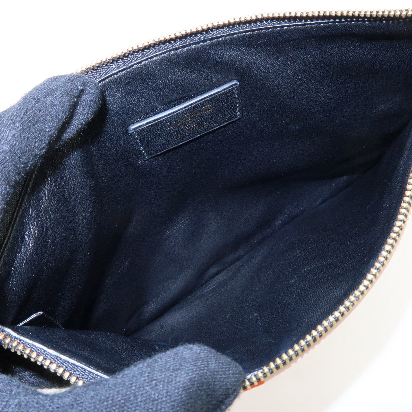 LOEWE Anagram Nappa Leather Clutch Bag Flat Pouch Pink Orange