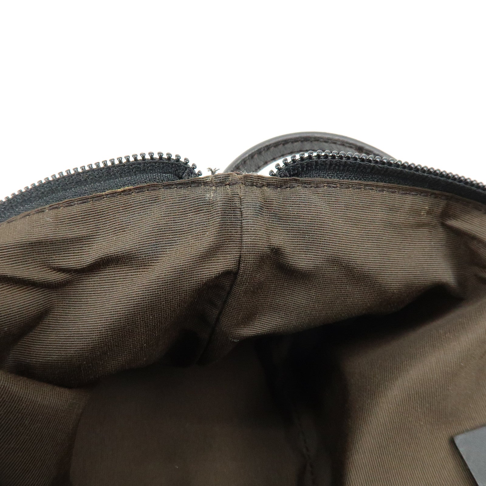 GUCCI Boat Bag GG Canvas Hand Bag Accessory Pouch Dark Brown 07198