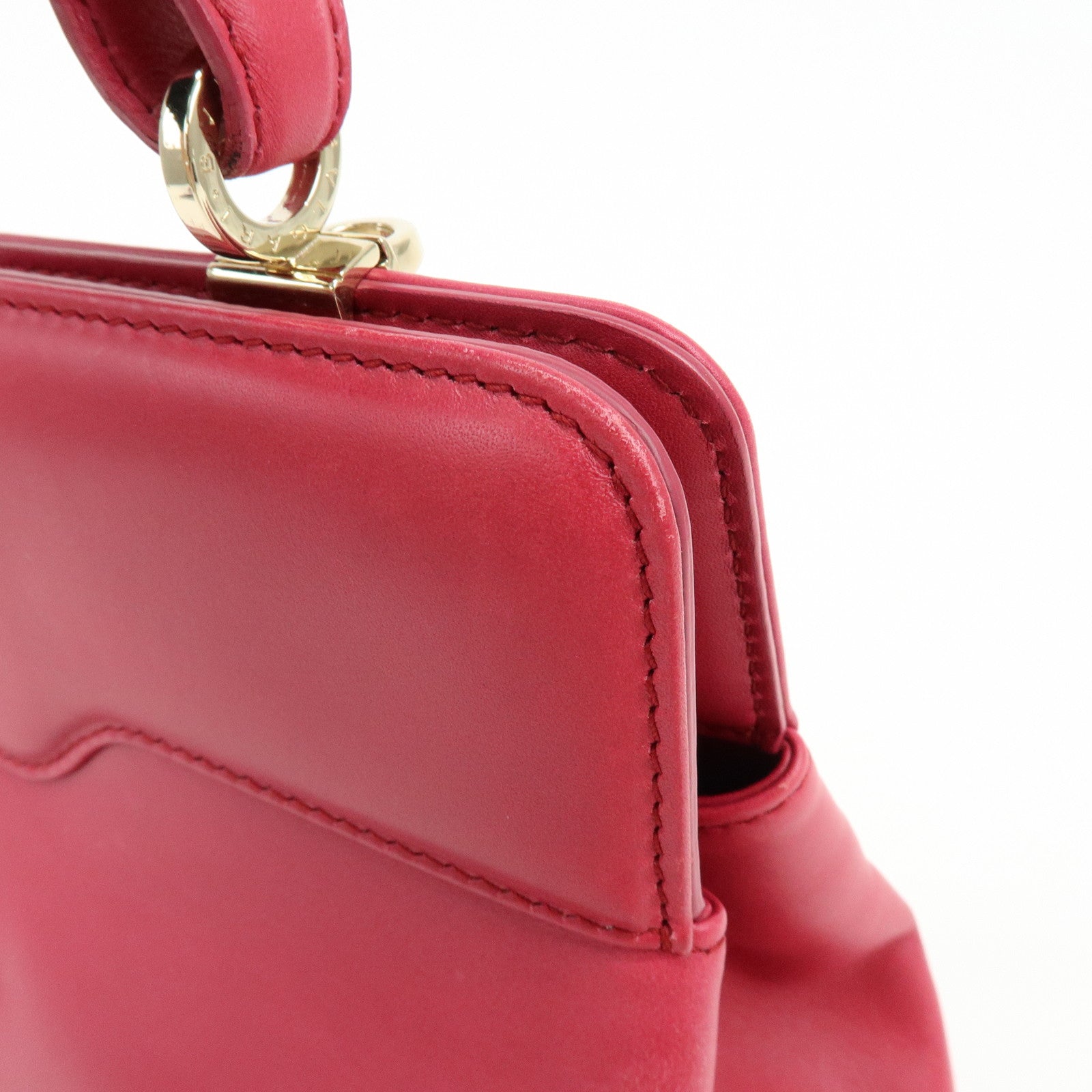 BVLGARI Isabella Rossellini Leather 2Way Bag Hand Bag Magenta