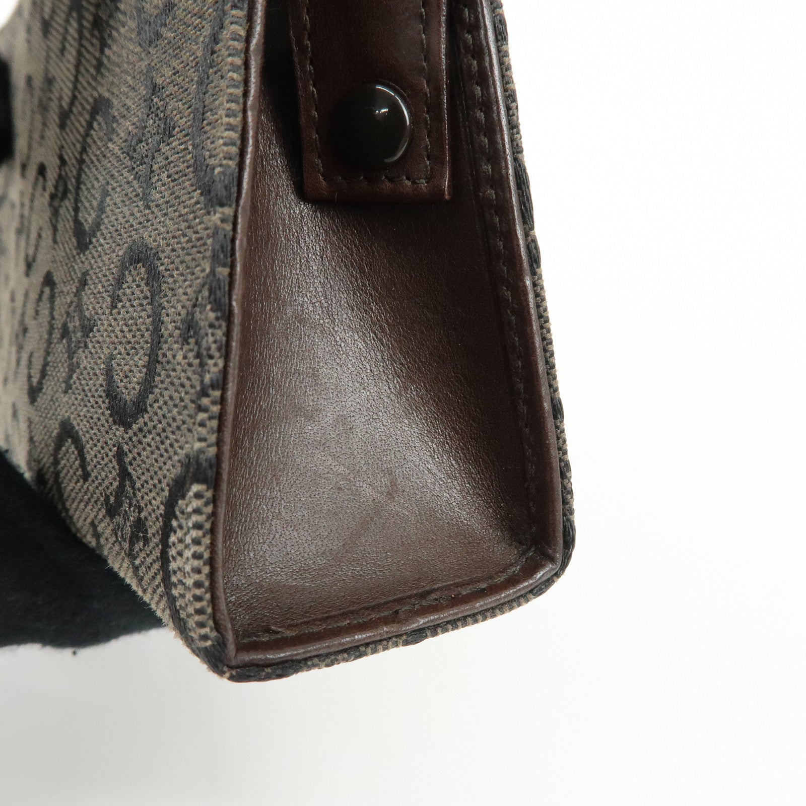 CELINE C Macadam Canvas Mini Cosmetic Pouch Makeup Bag Brown