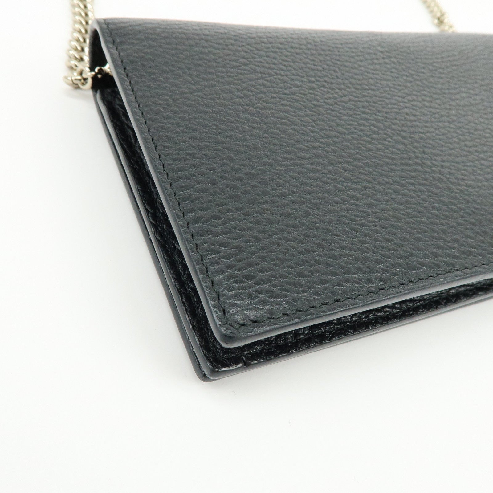 GUCCI Interlocking G Calf Leather Chain Wallet Shoulder Bag 466506