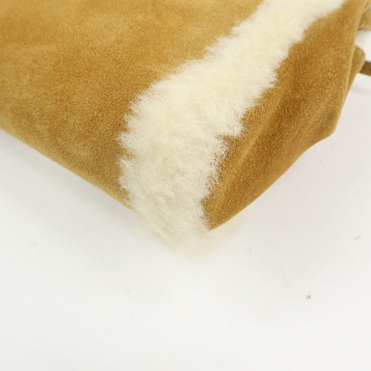 VERSACE Meduca Suede Fur 2Way Bag Hand Shoulder Bag Beige