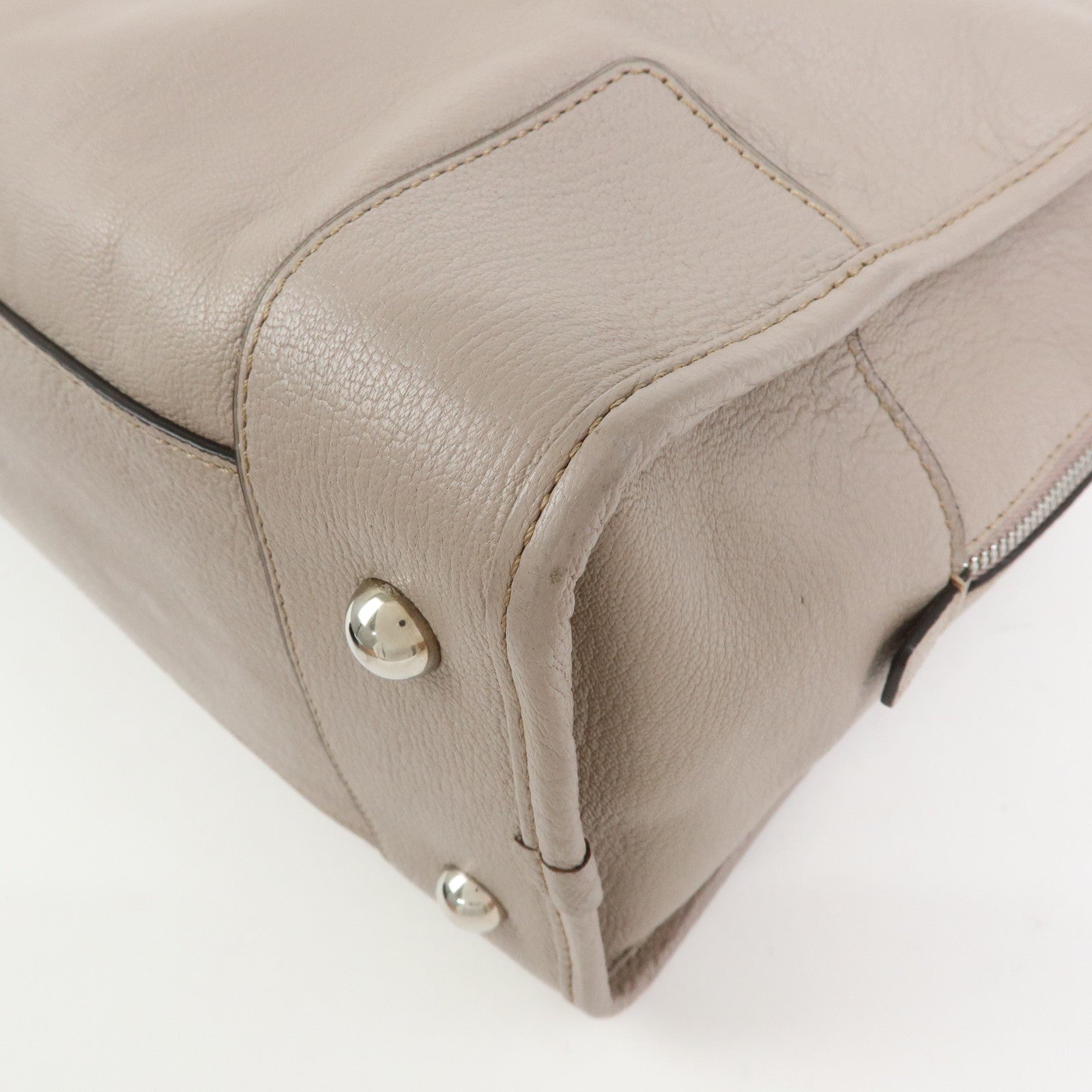 LOEWE Amazona 36 Anagram Leather Hand Bag Boston Bag Beige