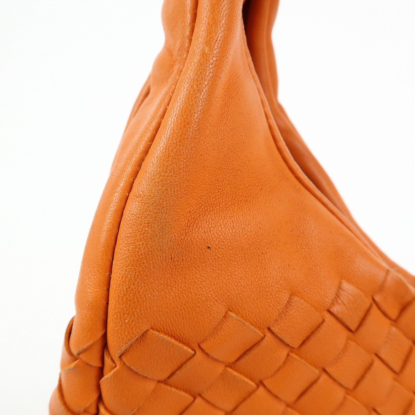 BOTTEGA VENETA Intrecciato Campana Leather Shoulder Bag Orange