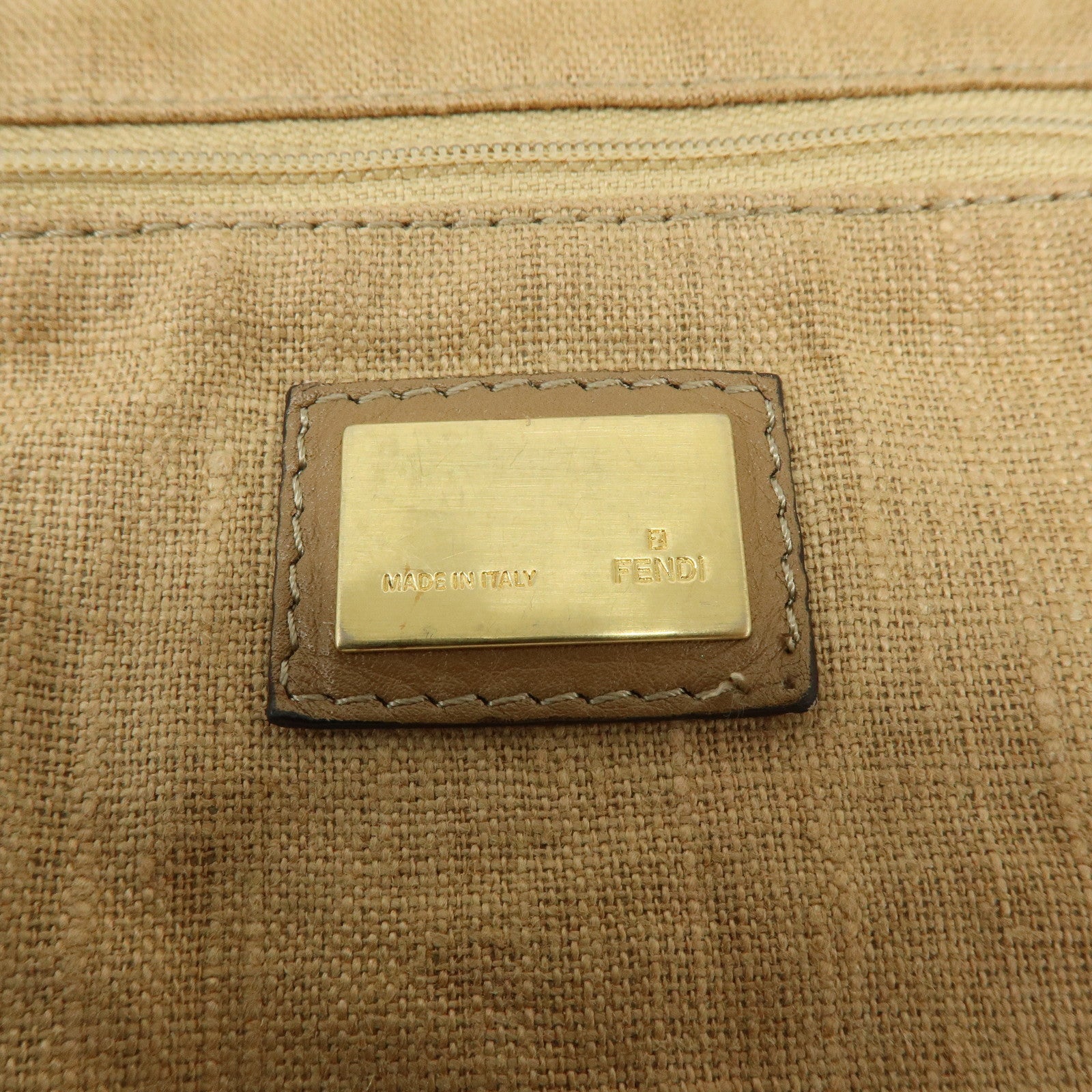 FENDI Zucca Seleria Canvas Leather 2Way Bag Shoulder Bag Brown Beige