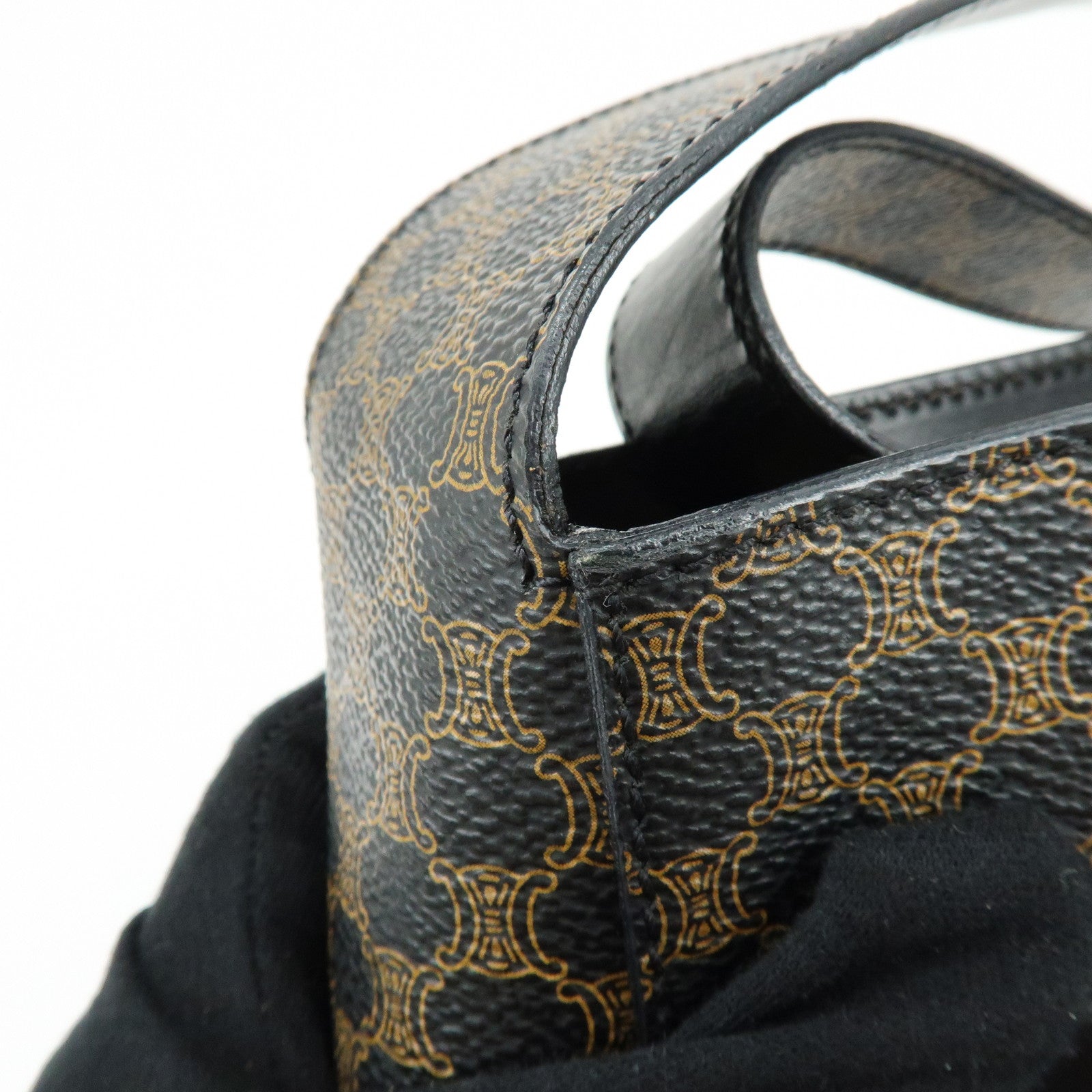 CELINE Macadam PVC Leather Shoulder Bag Hand Bag Black Brown