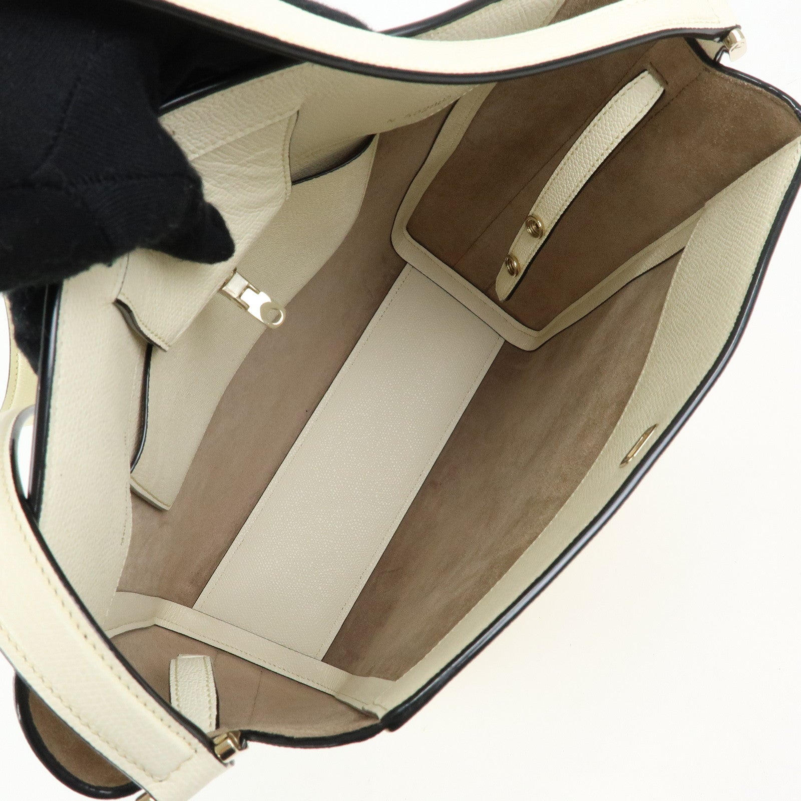 Valextra Brera Calf Leather Shoulder Bag Hand Bag White