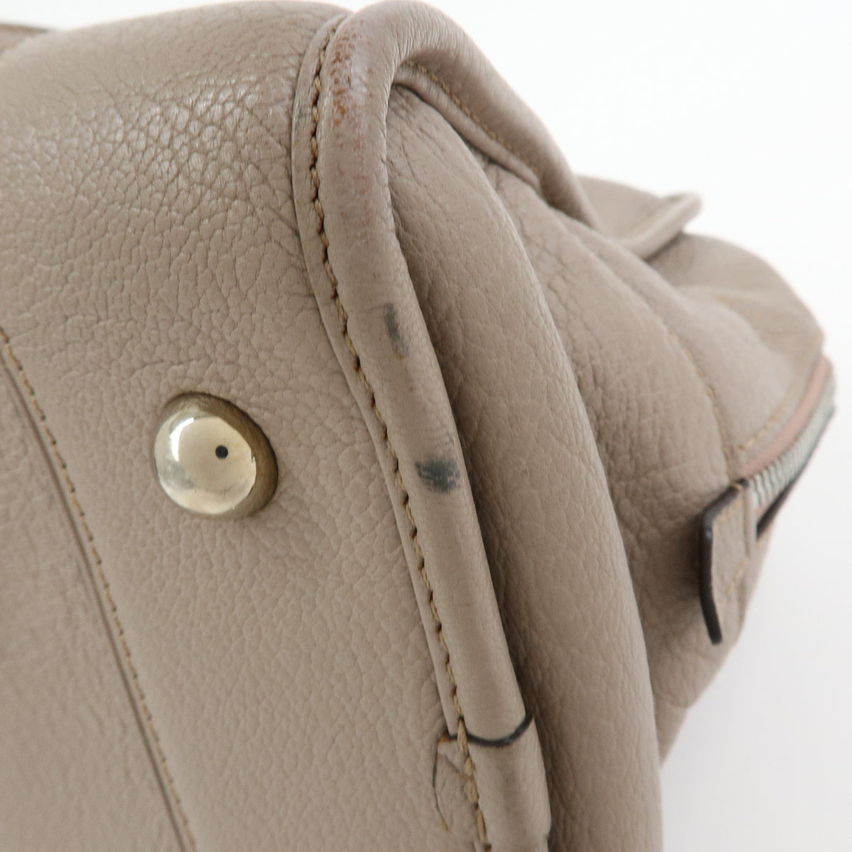 LOEWE Anagram Amazona 36 Leather Hand Bag Boston Bag Greige
