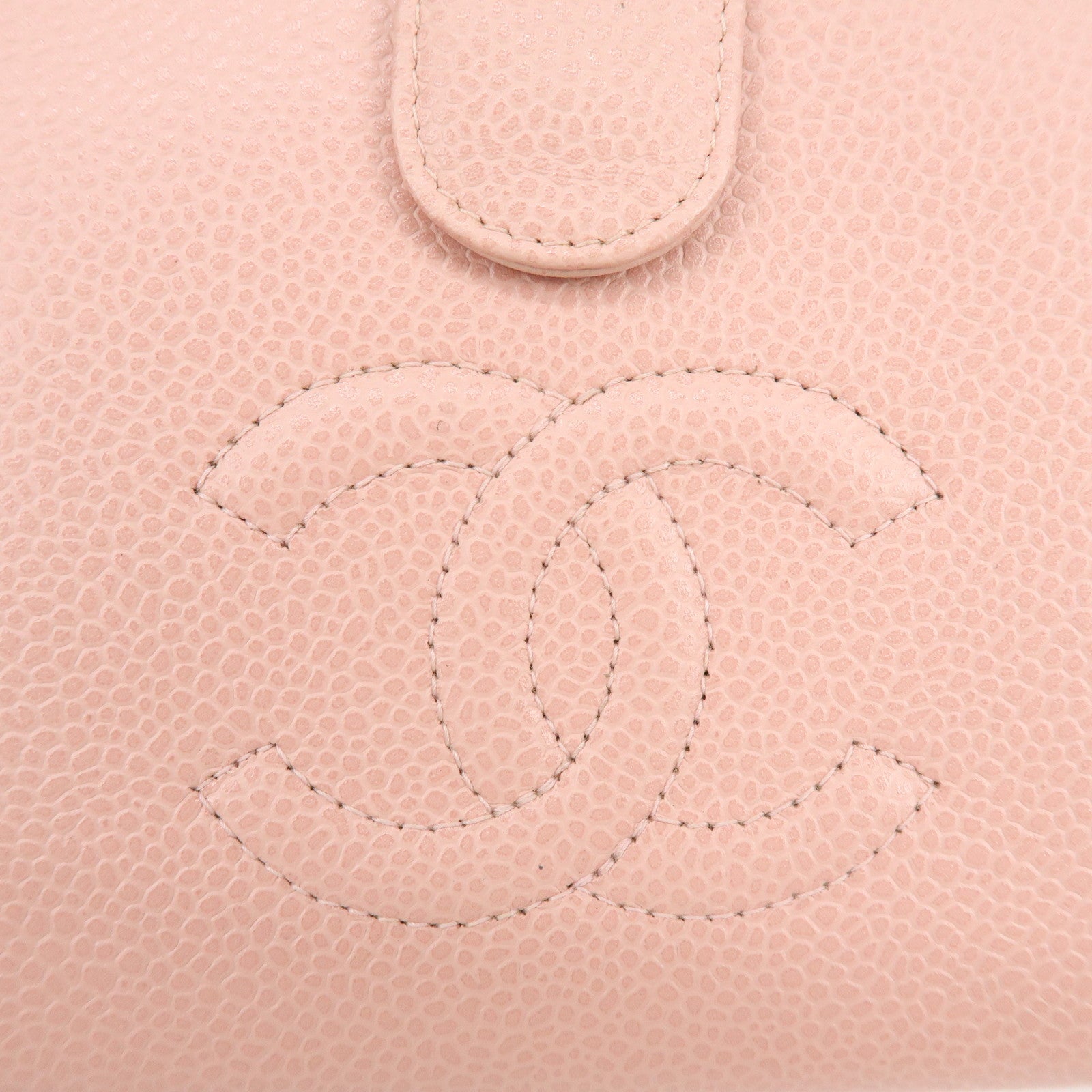 CHANEL COCO Mark Caviarskin Bi-fold Long Wallet Pink A13498