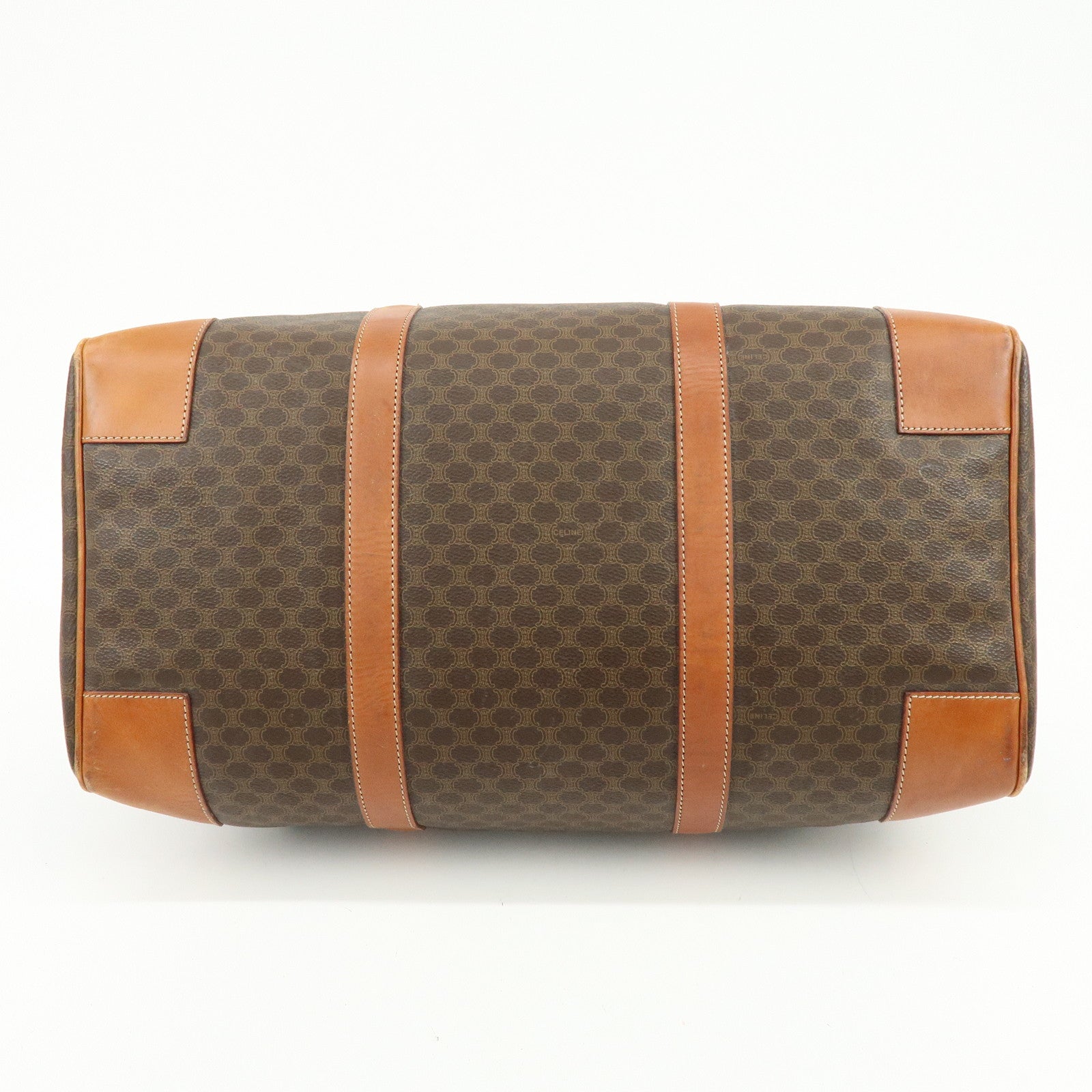 CELINE Macadam PVC Leather Boston Bag Hand Bag Brown