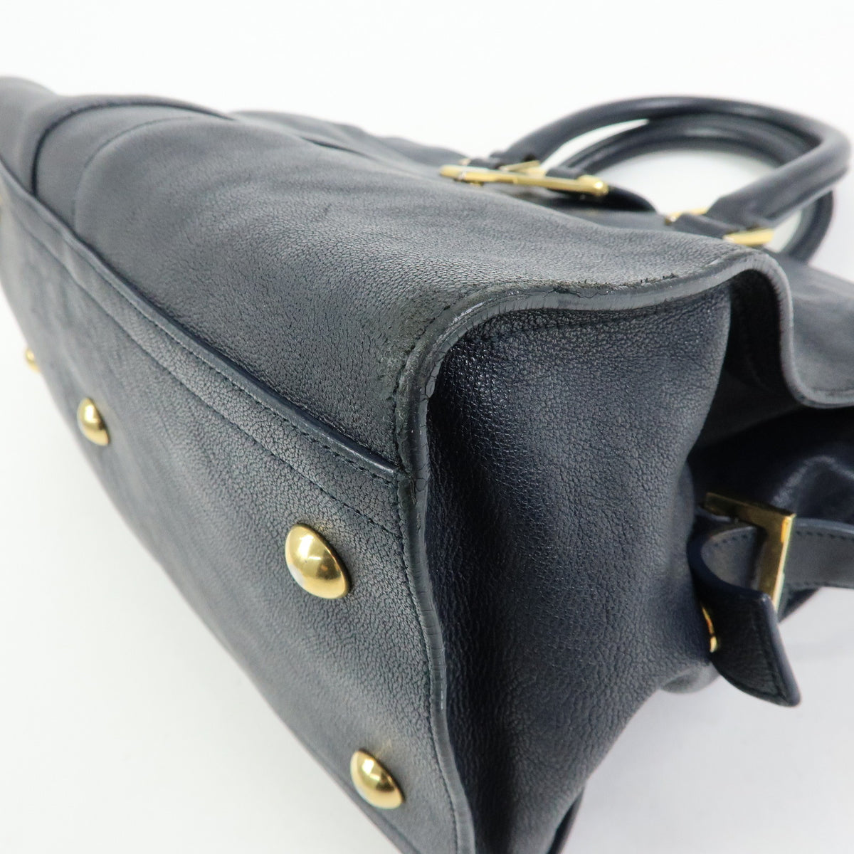 SAINT LAURENT PARIS Petit Cabas Y Line Leather 2Way Bag Navy 311210