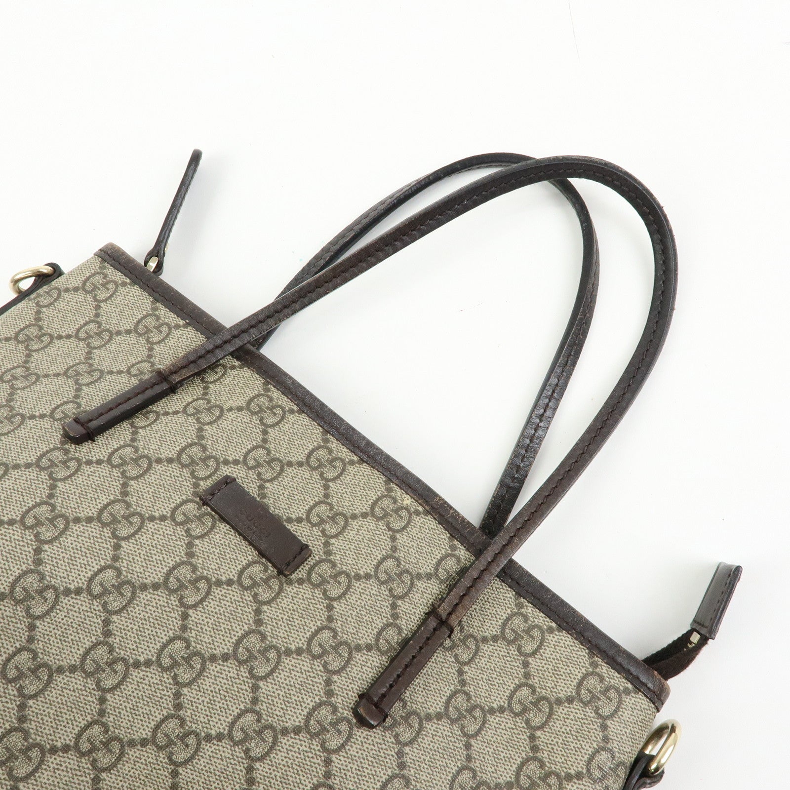 GUCCI GG Supreme Leather 2Way Bag Hand Bag Brown Beige 353440