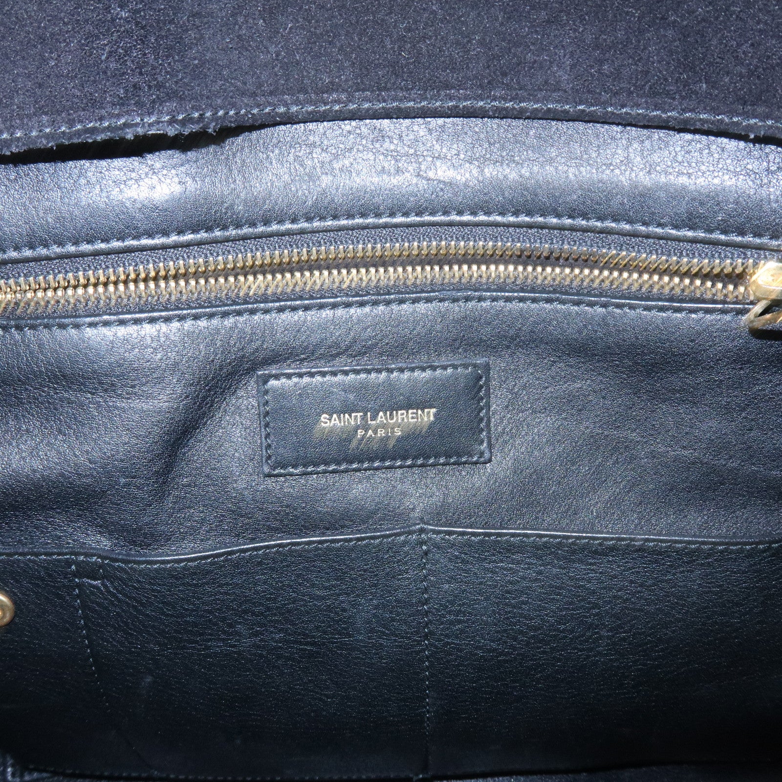 SAINT LAURENT PARIS Sac de Jour Leather Suede Hand Bag Black 319910