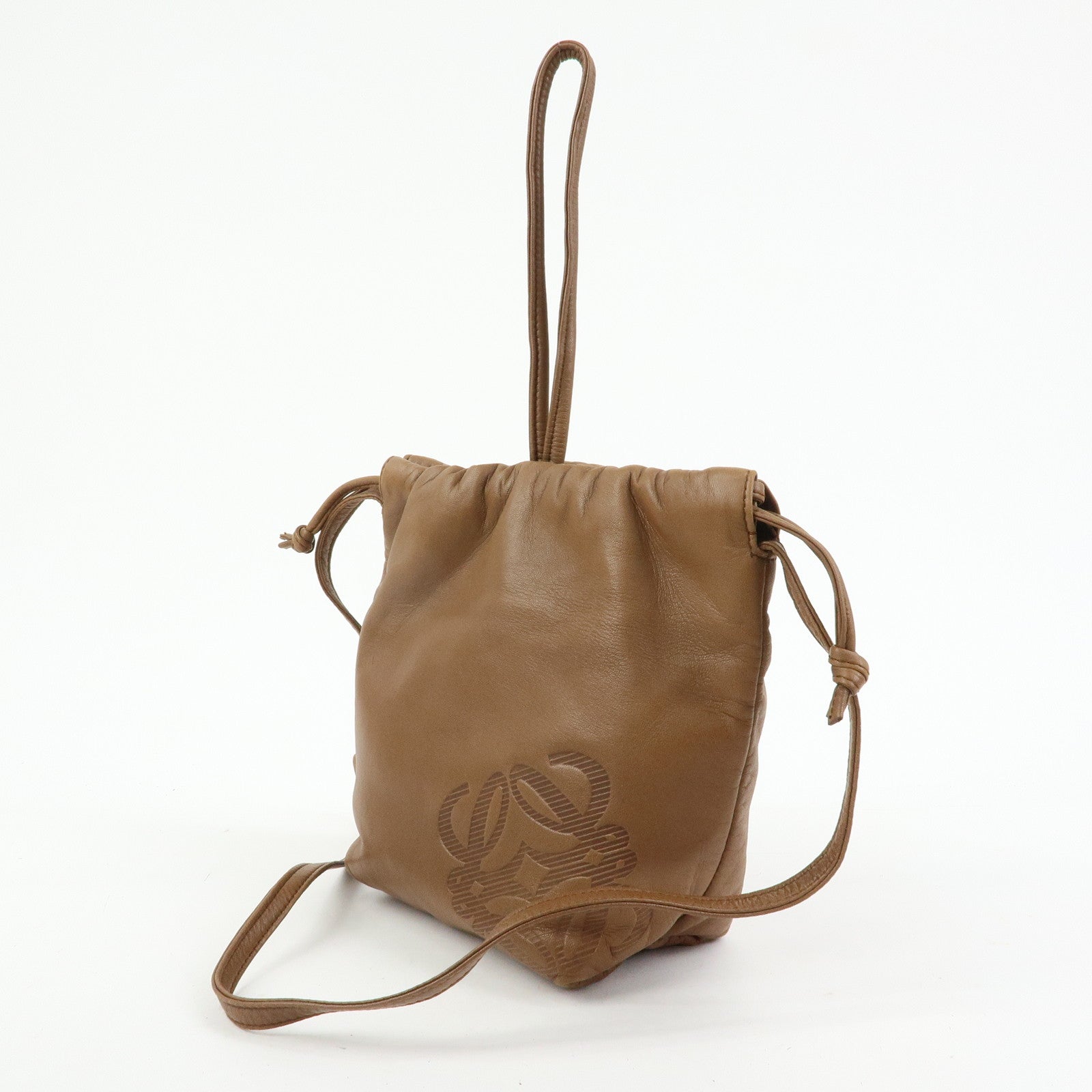 LOEWE Anagram Nappa Leather Shoulder Crossbody Bag Brown