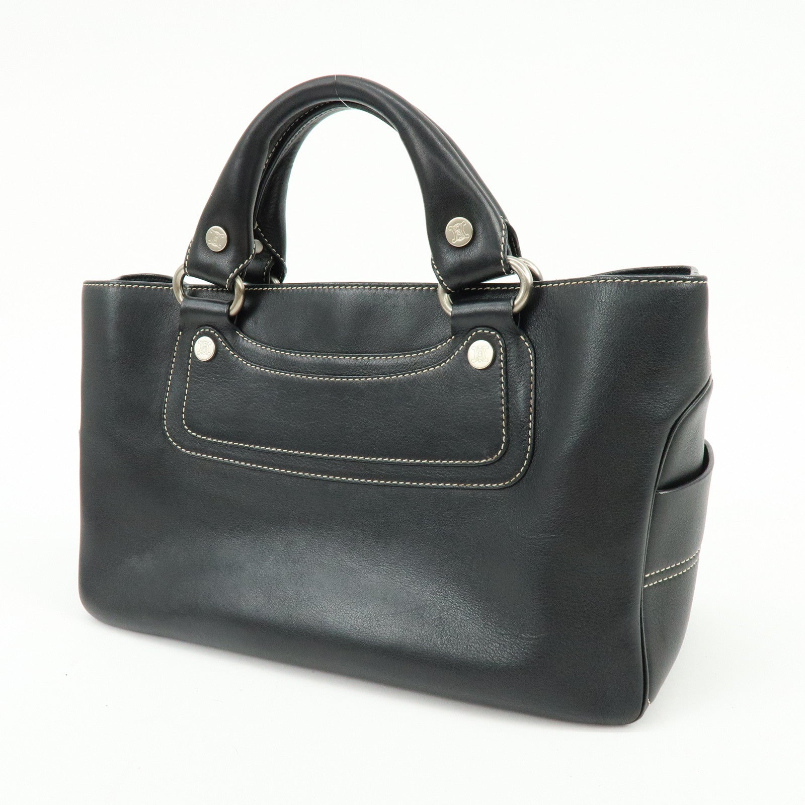 CELINE Boogie Bag Leather Hand Bag Tote Bag Black
