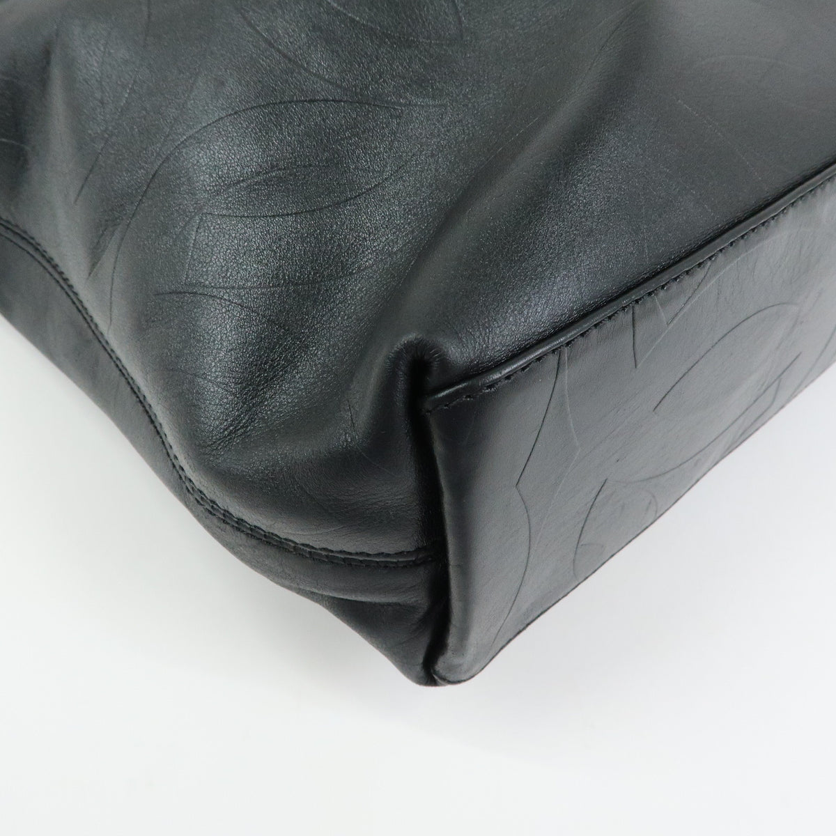 CHANEL COCO Mark Leather Tote Bag Shoulder Bag Black