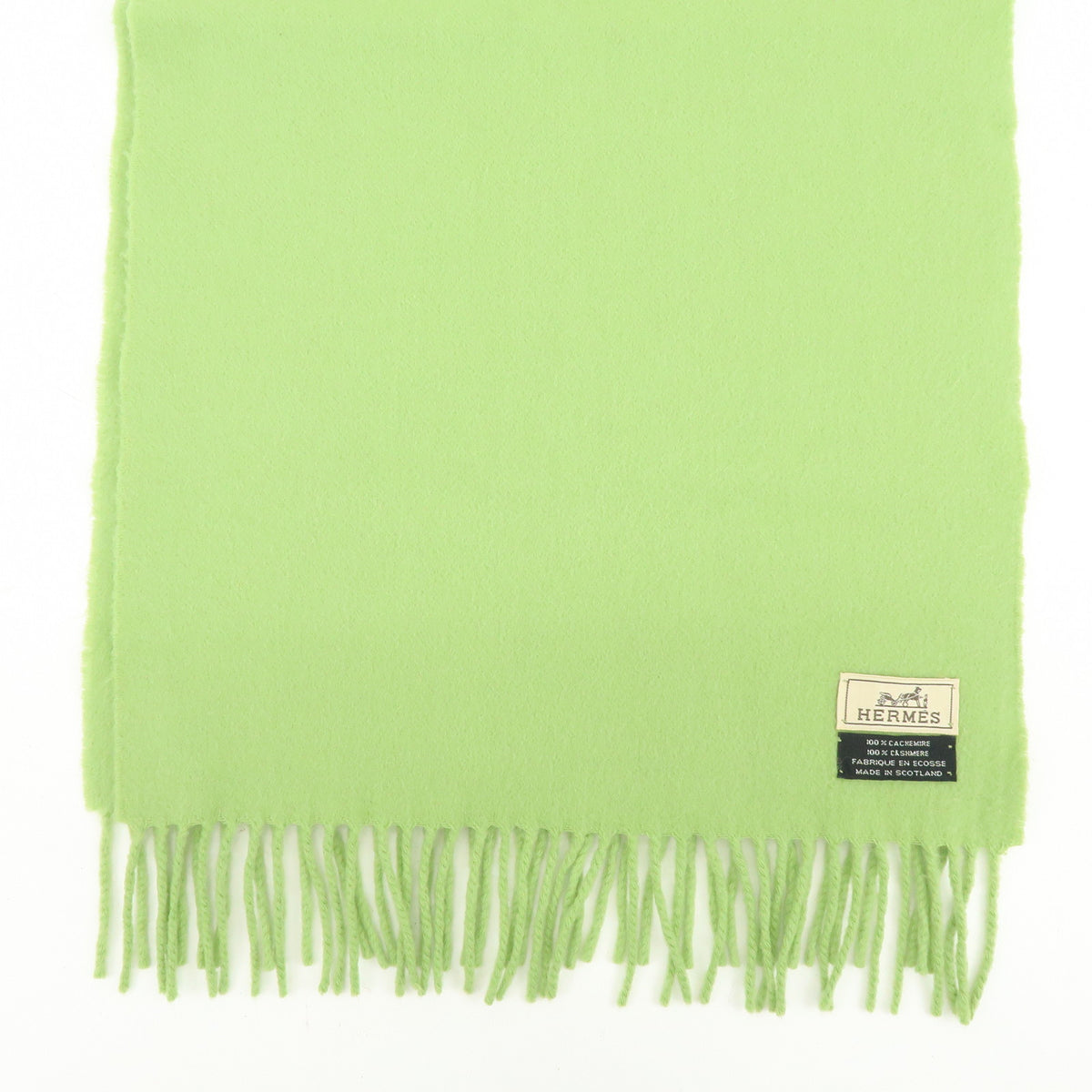 HERMES Cashmere 100% Scarf Shawl Stole Light Green