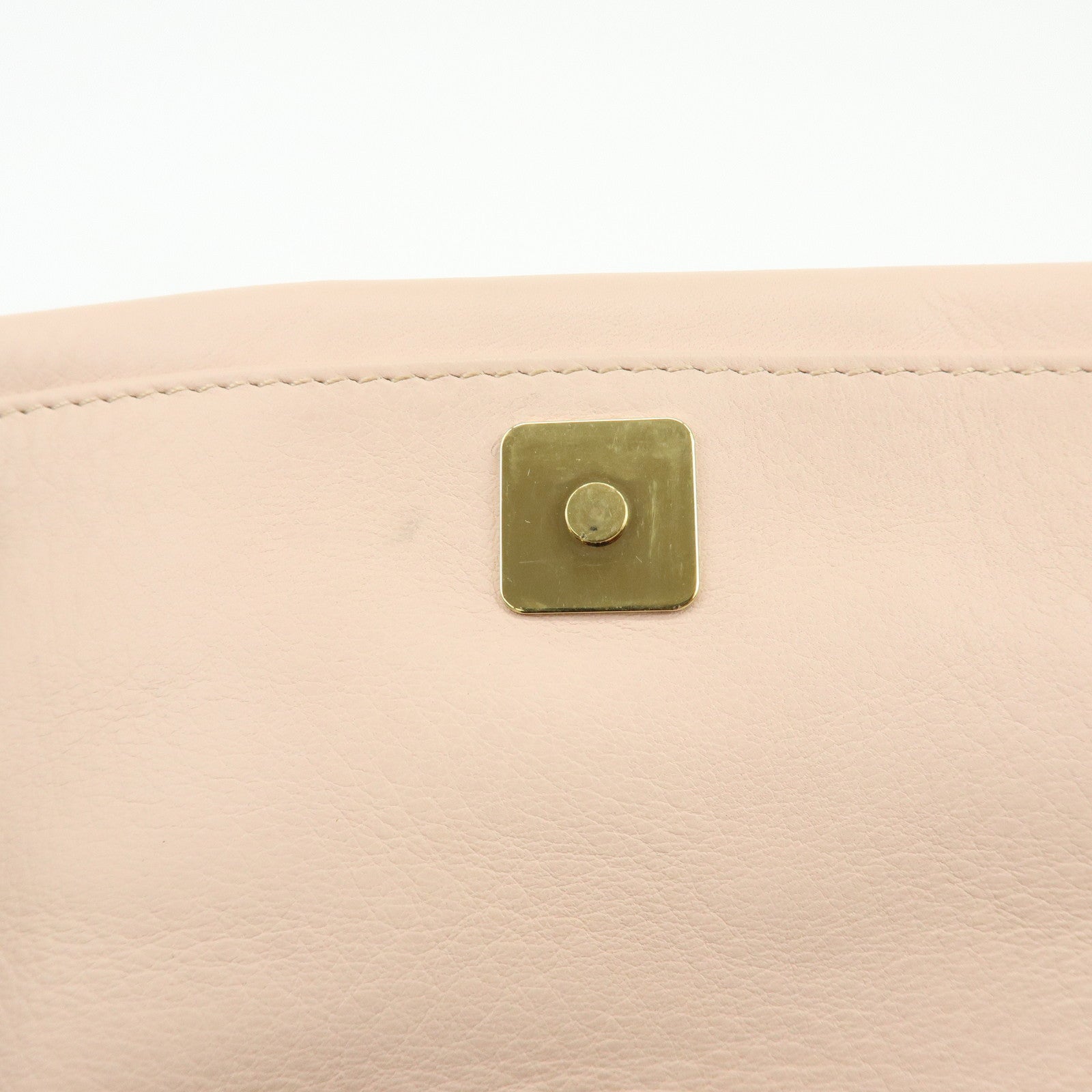 FENDI Leather Chain Shoulder Bag Crossbody Bag Pink Beige 8M0276