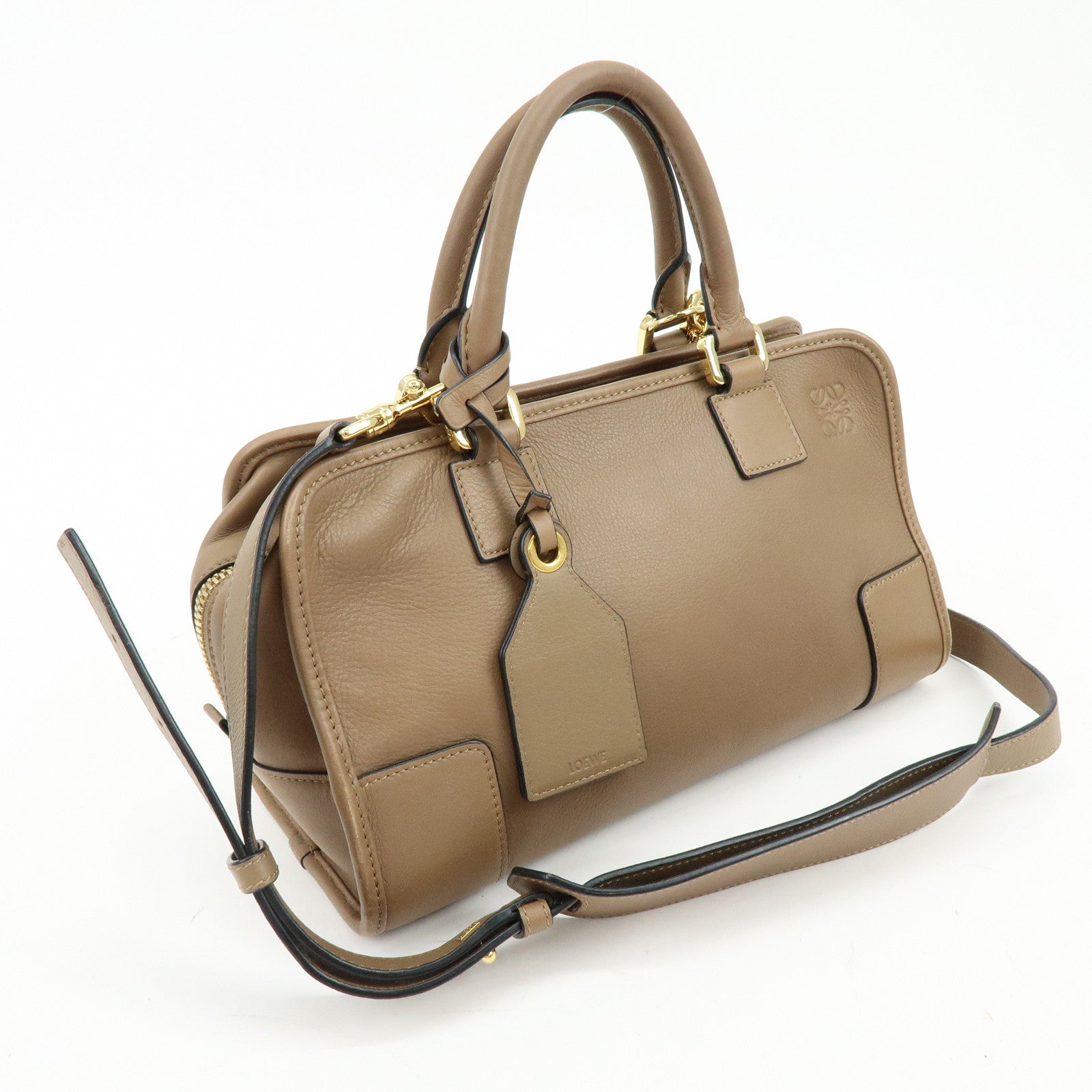LOEWE Amazona 28 Leather 2Way Bag  Hand Bag Shoulder Bag Mocha