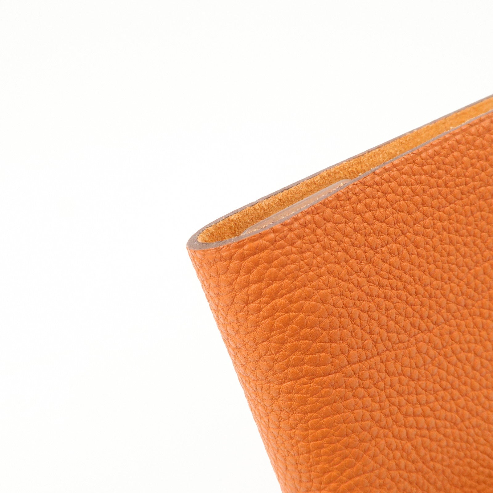 HERMES Togo Leather Ulysse MM □O Stamped Notebook Cover Potiron Orange Used