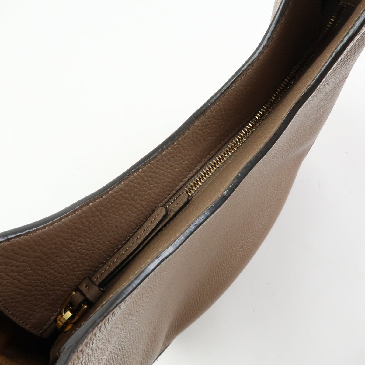 TOD'S  Oboe Leather Shoulder Bag Hand Bag Taupe Brown