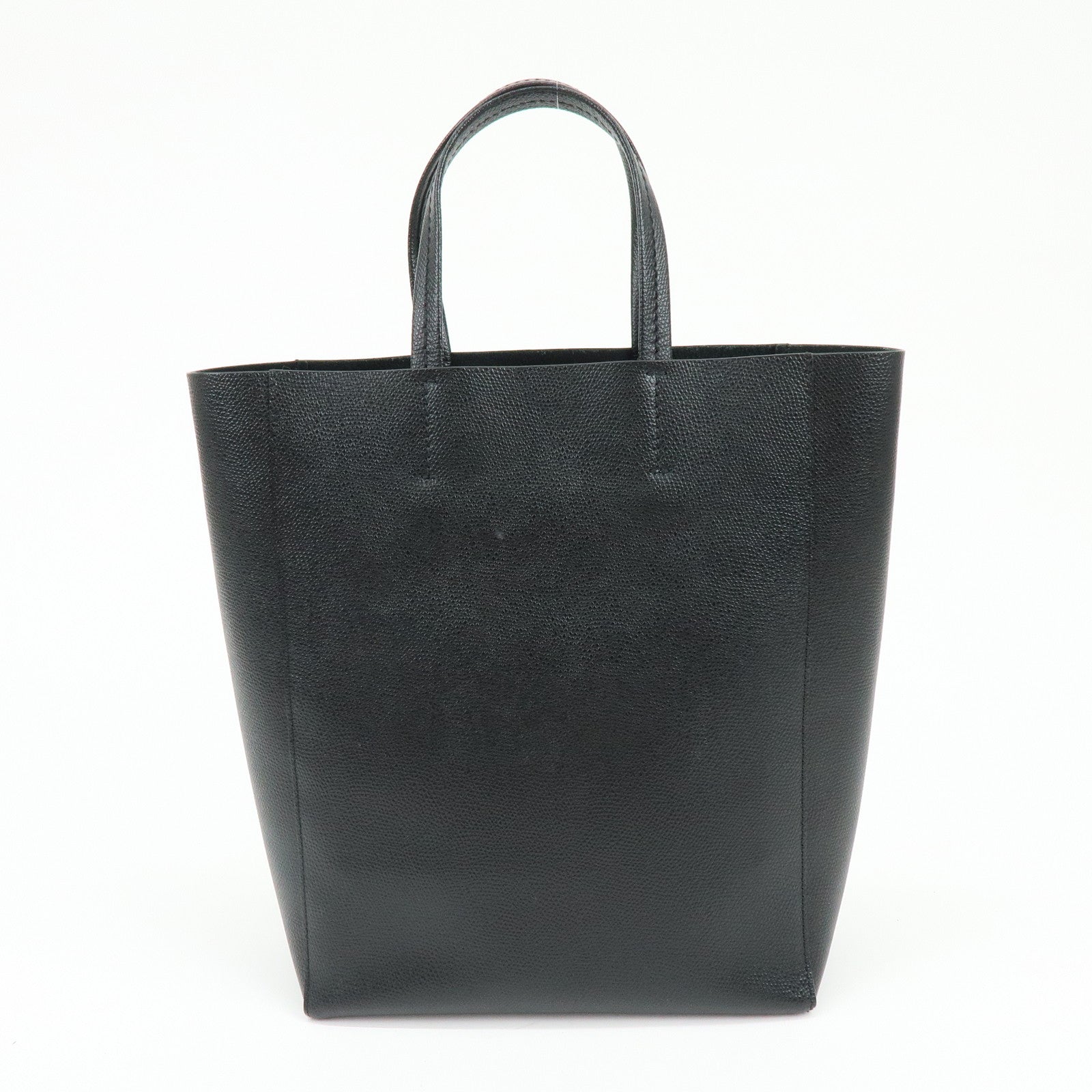 CELINE Vertical Cabas Leather 2Way Bag Hand Bag Shoulder Bag Black