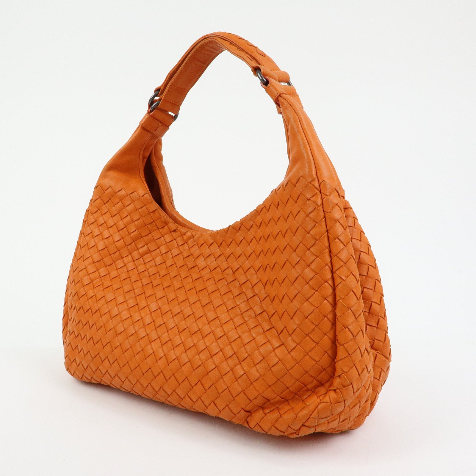 BOTTEGA VENETA Intrecciato Campana Leather Shoulder Bag Orange