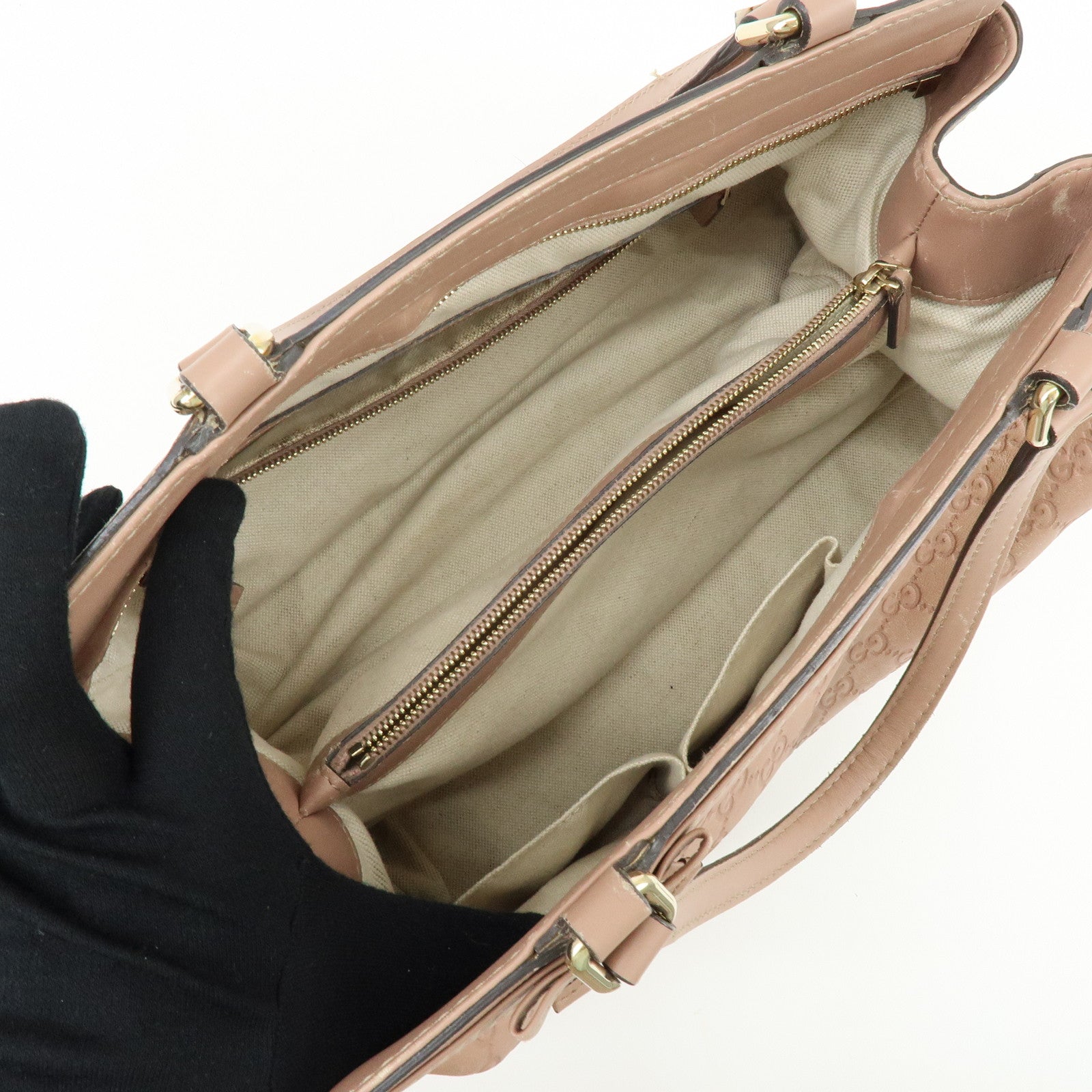 GUCCI Guccissima Leather Mayfair Tote Shoulder Bag Pink