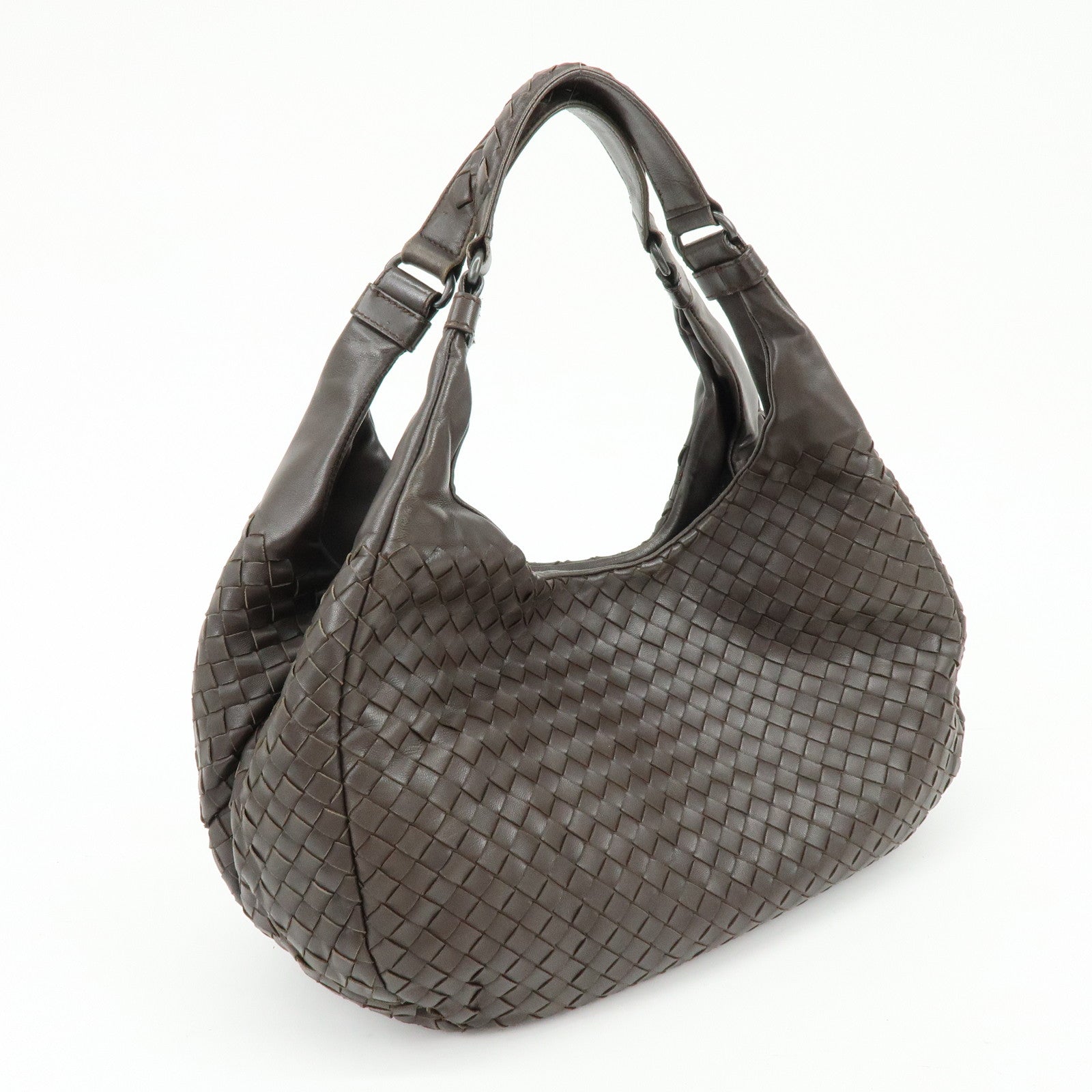 BOTTEGA VENETA Intrecciato Campana Shoulder Bag Hand Bag Brown 125787　