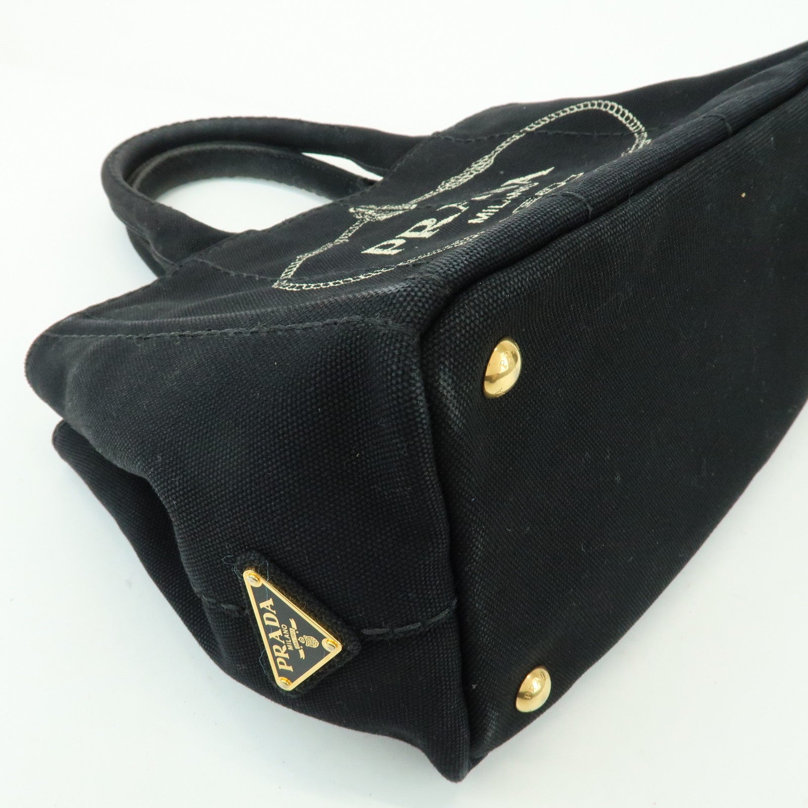 PRADA Canapa Mini Canvas 2Way Bag Hand Bag Black 1BG439