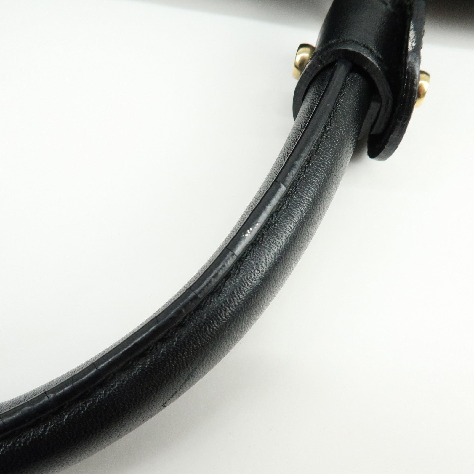 Ferragamo Gancini Unborn Calf Leather 2Way Bag Top Handle Bag Black