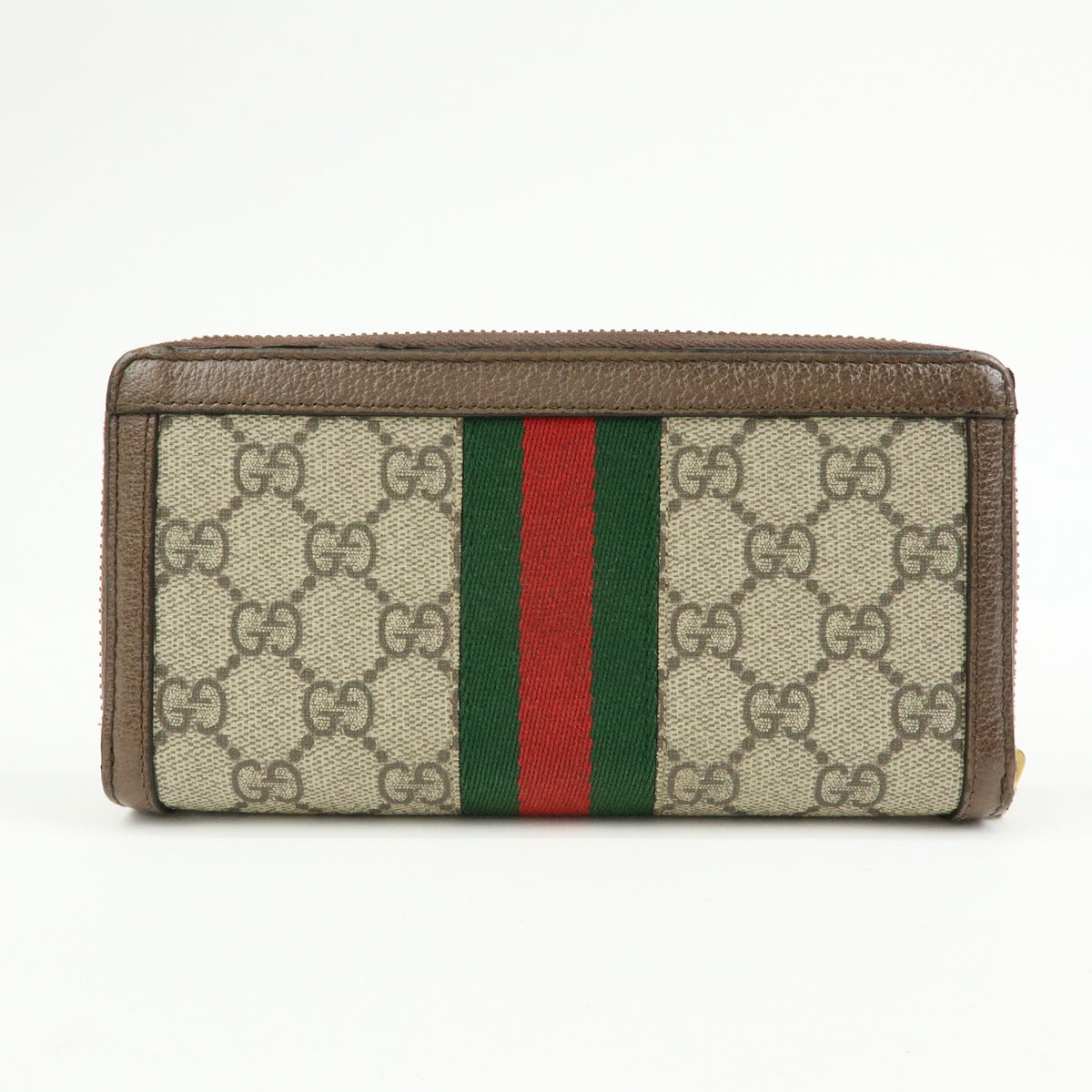 GUCCI Ophidia Sherry GG Supreme Leather Round Zippy Wallet 523154