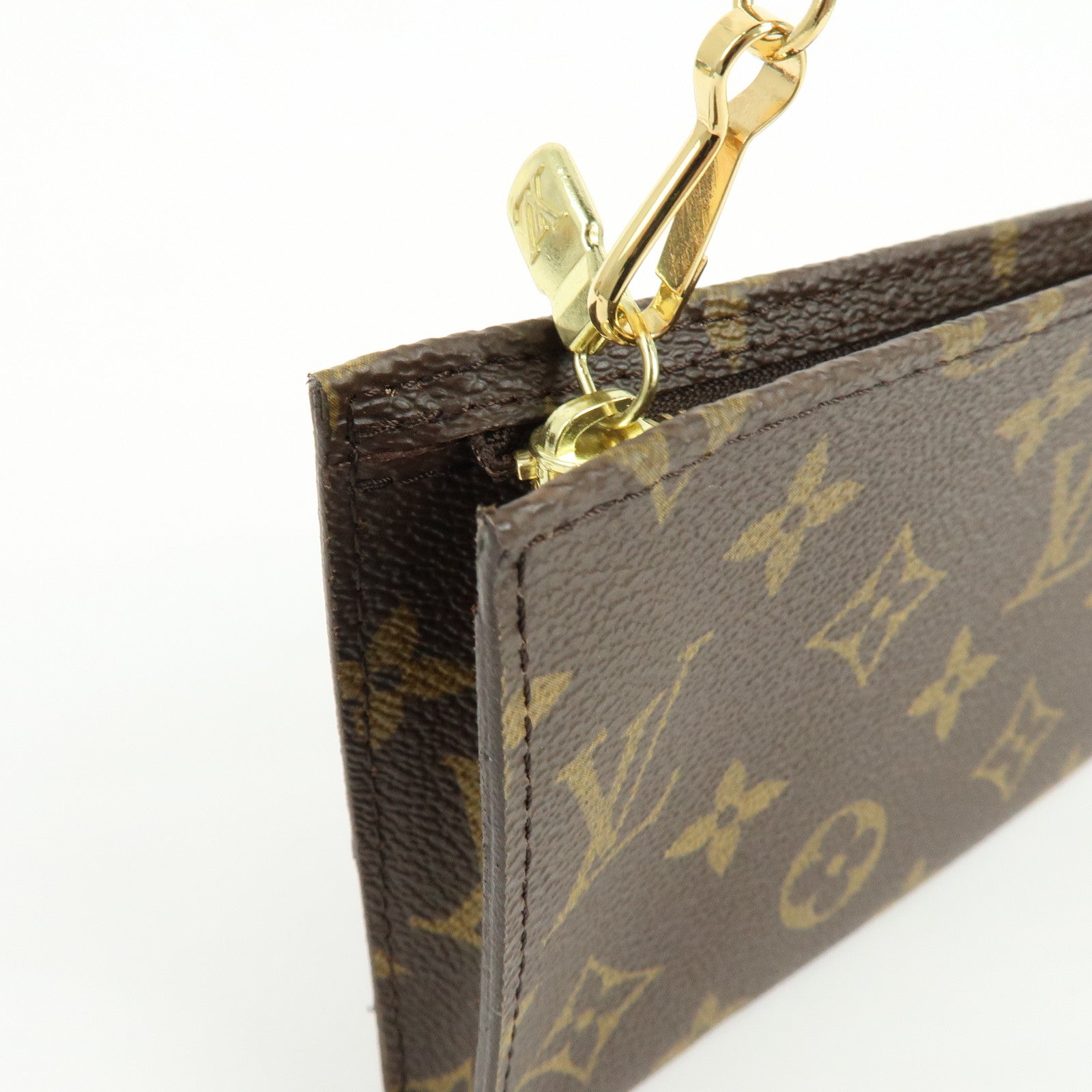 Louis Vuitton Monogram Leather Pouch for Baguette GM Brown Gold