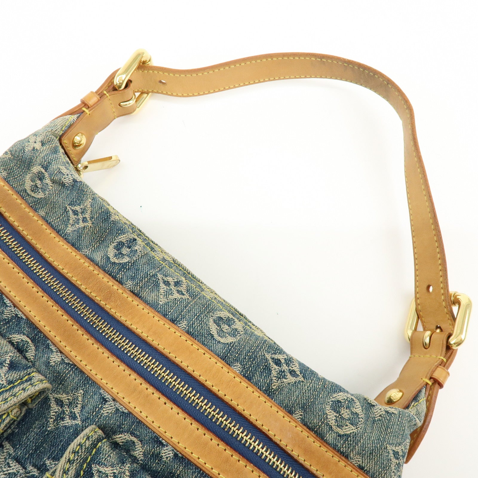 Louis Vuitton Monogram Denim Baggy PM 2Way Bag Shoulder Bag Blue M95049