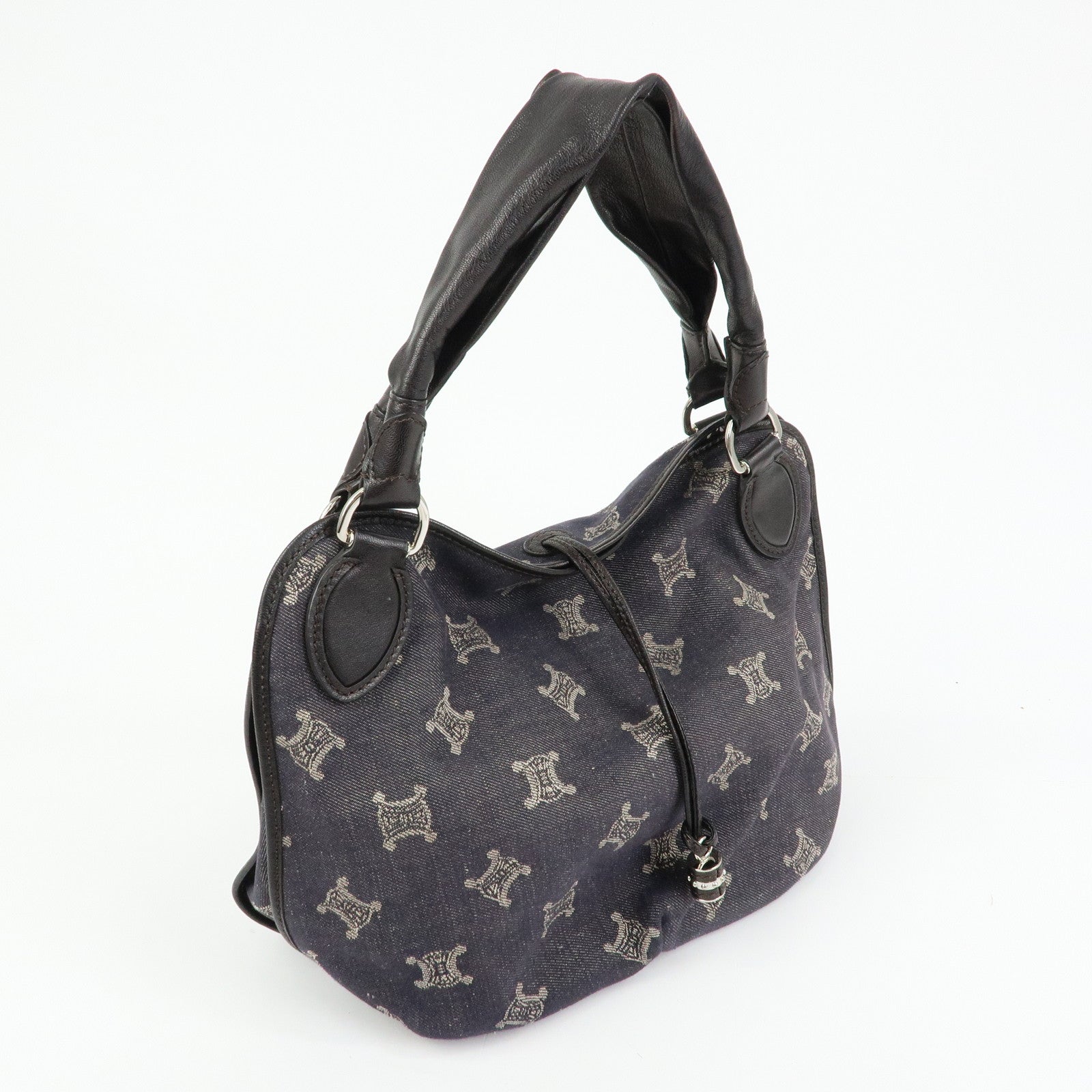 CELINE Macadam Bittersweet Denim Leather Shoulder Bag Indigo Blue Black