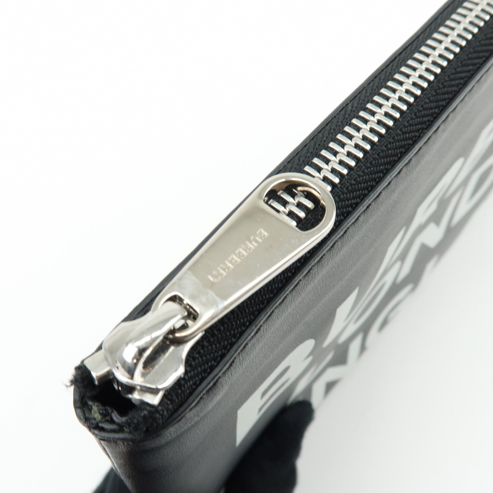 BURBERRY Leather Clutch Bag Flat Pouch Black
