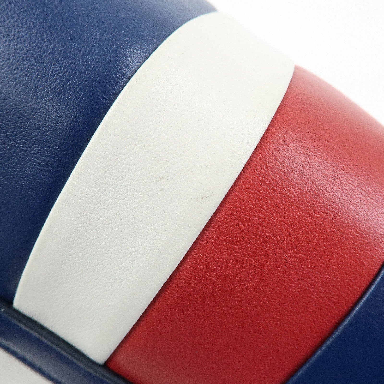 PRADA Triangle Logo Leather Tote Bag Shoulder Bag Blue White Red