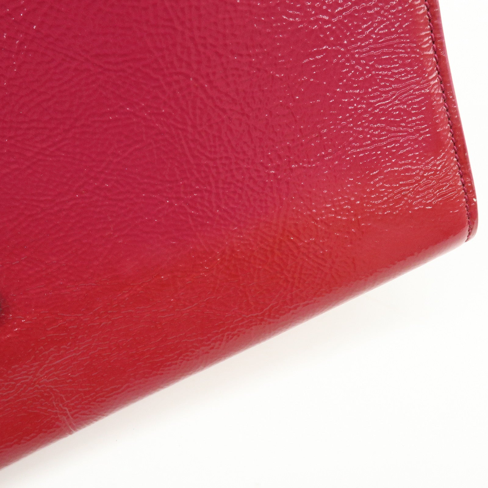 SAINT LAURENT PARIS Cassandra Patent Leather Clutch Bag Pink 203855
