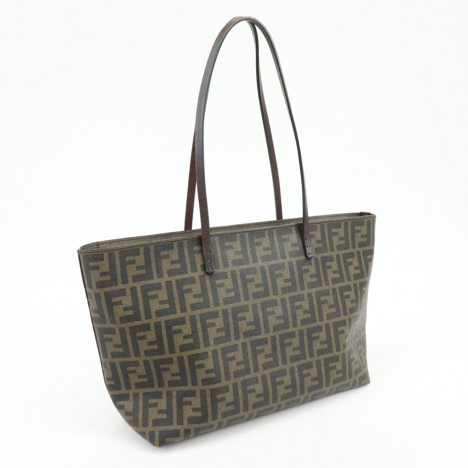 FENDI Zucca PVC Leather Tote Bag Shoulder Bag Brown 8BH198