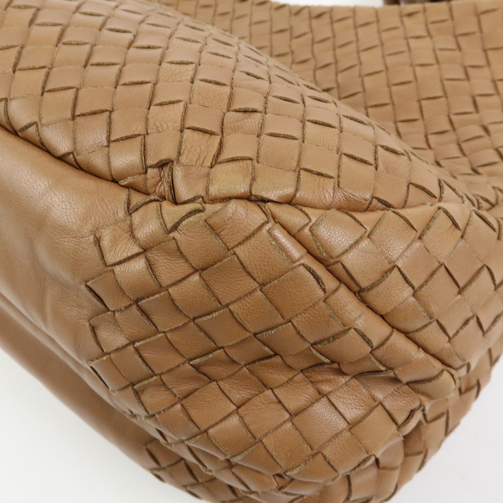 BOTTEGA VENETA Intrecciato Campana Medium Leather Hobo Bag Beige 125787