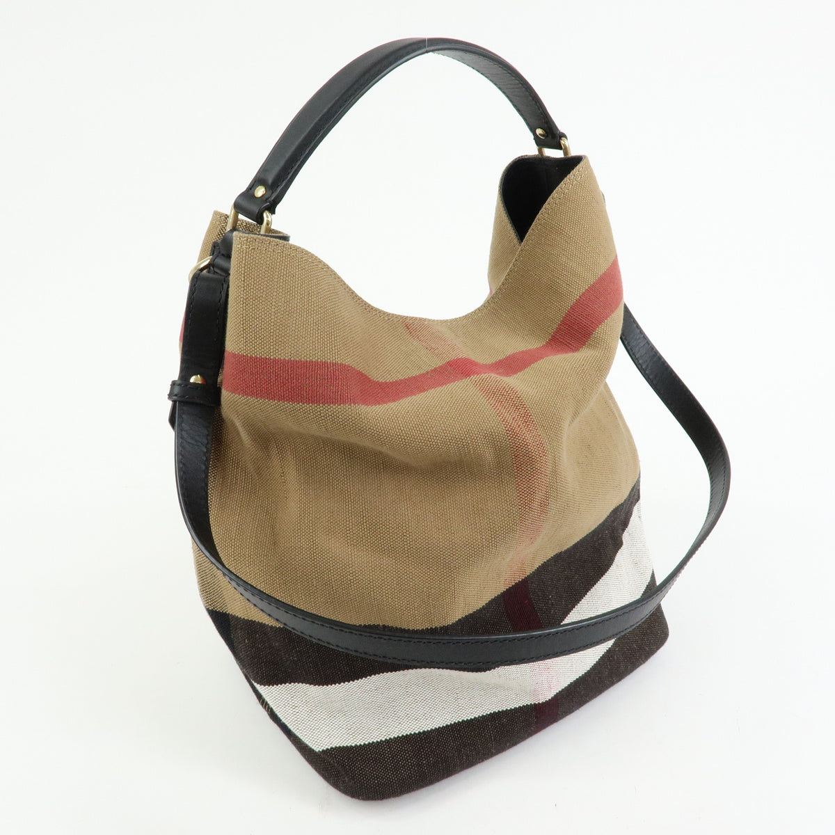 BURBERRY Nova Plaid Ashby Canvas Leather 2Way Bag Shoulder Bag Black
