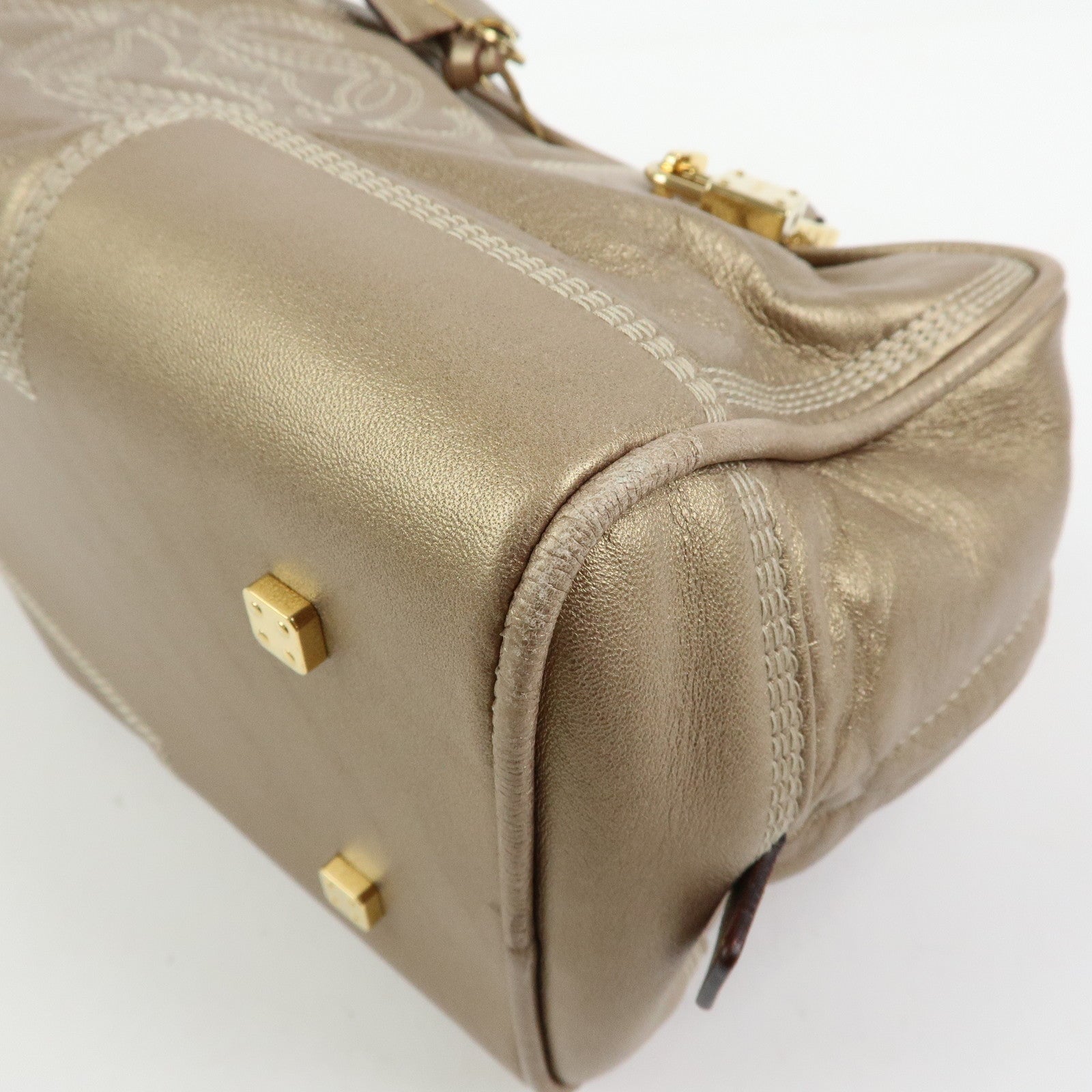 LOEWE Amazona 28 Nappa Leather Hand Bag Boston Bag Gold