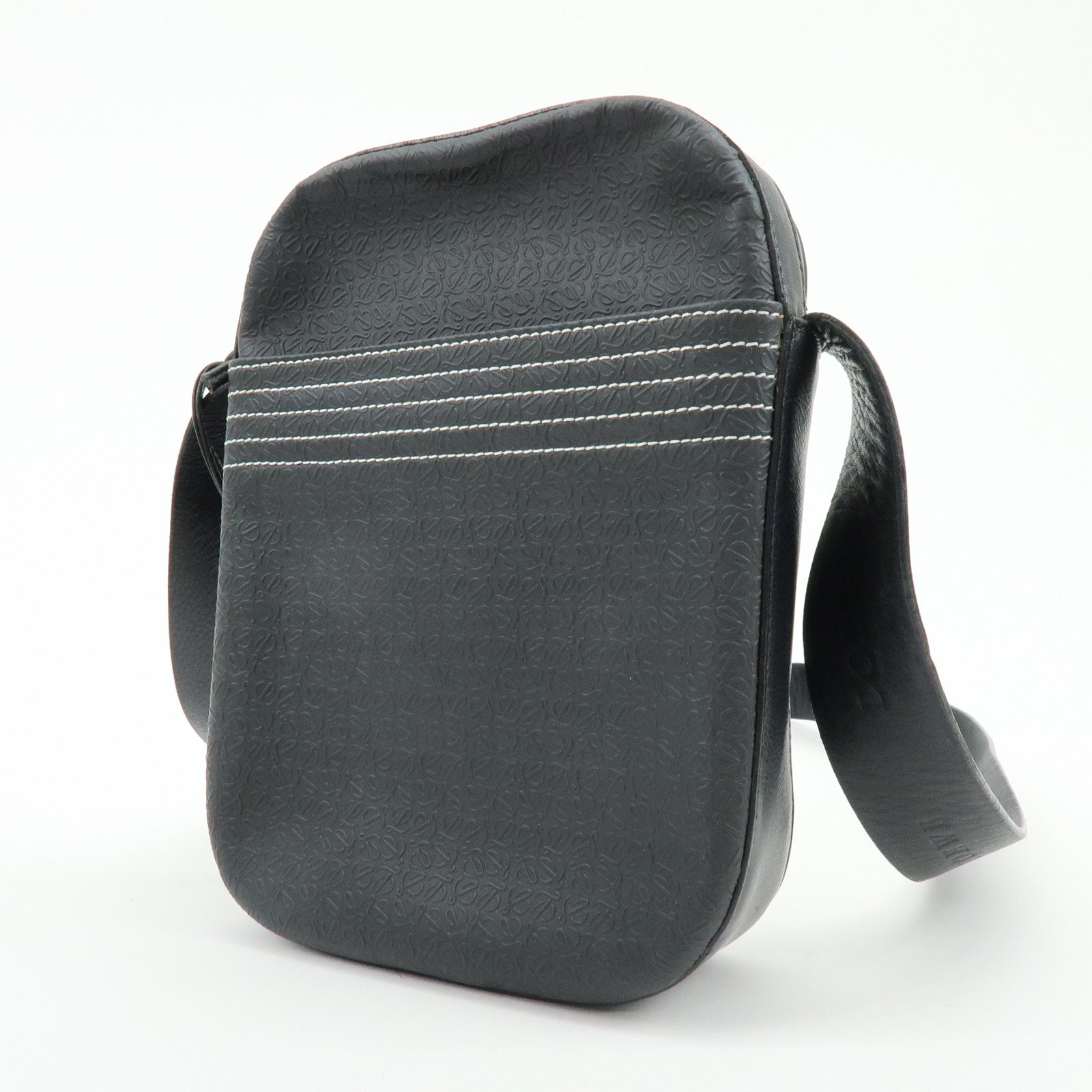 LOEWE Repeat Anagram PVC Leather Shoulder Bag Crossbody Bag Black