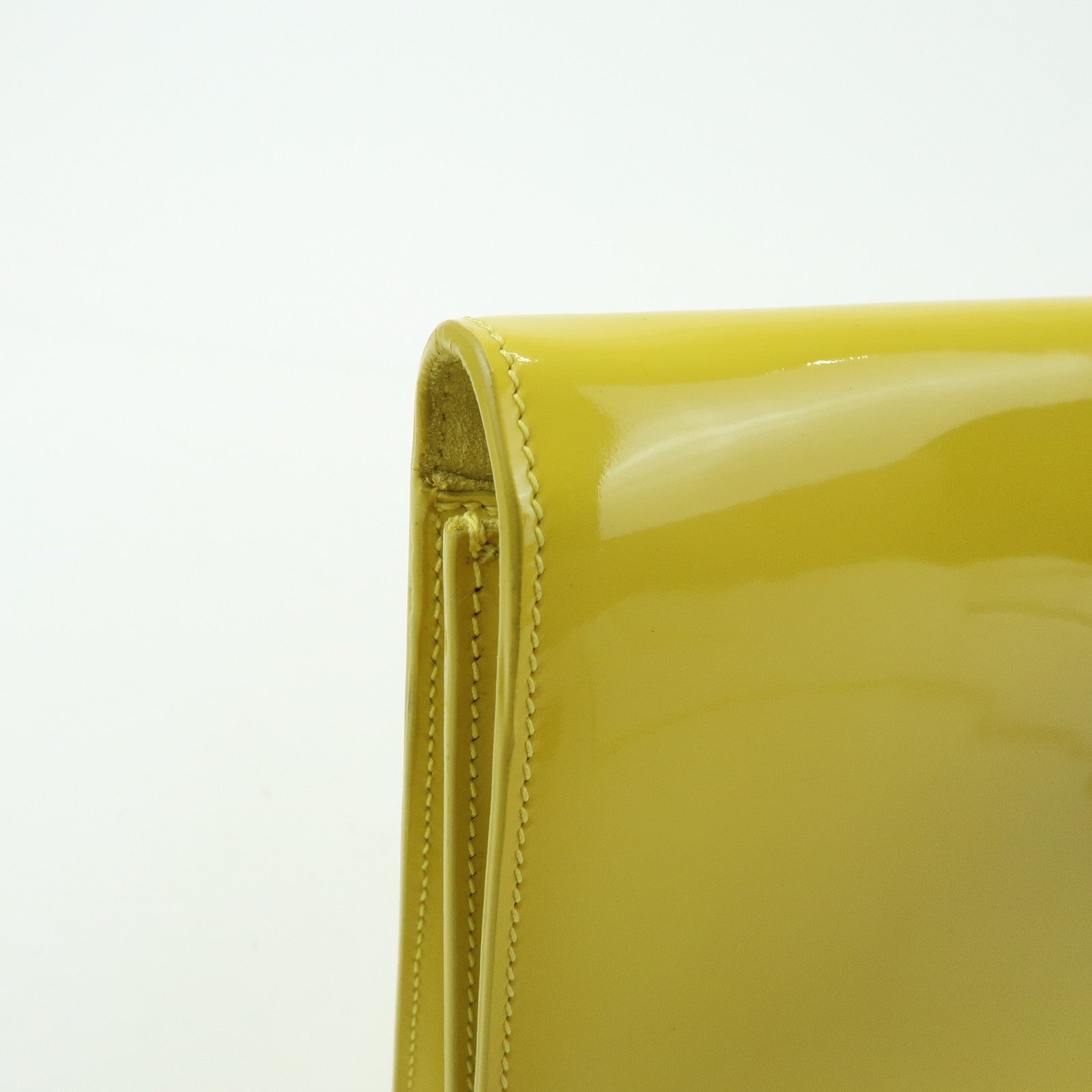 SAINT LAURENT PARIS Cassandra Patent Leather Clutch Bag Yellow 361120