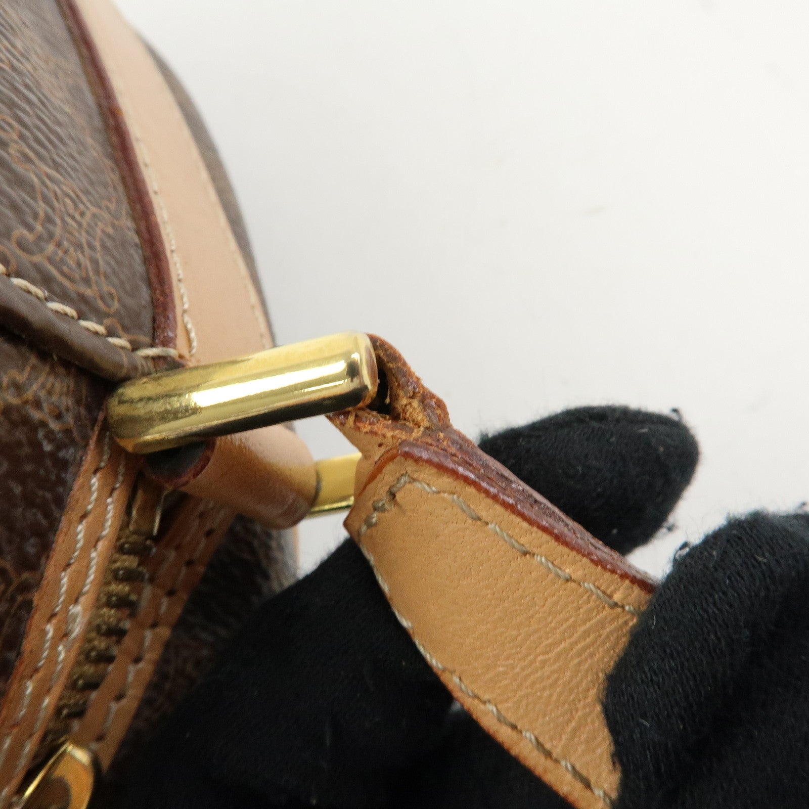 CELINE Macadam PVC Leather Shoulder Bag Crossbody Bag Brown